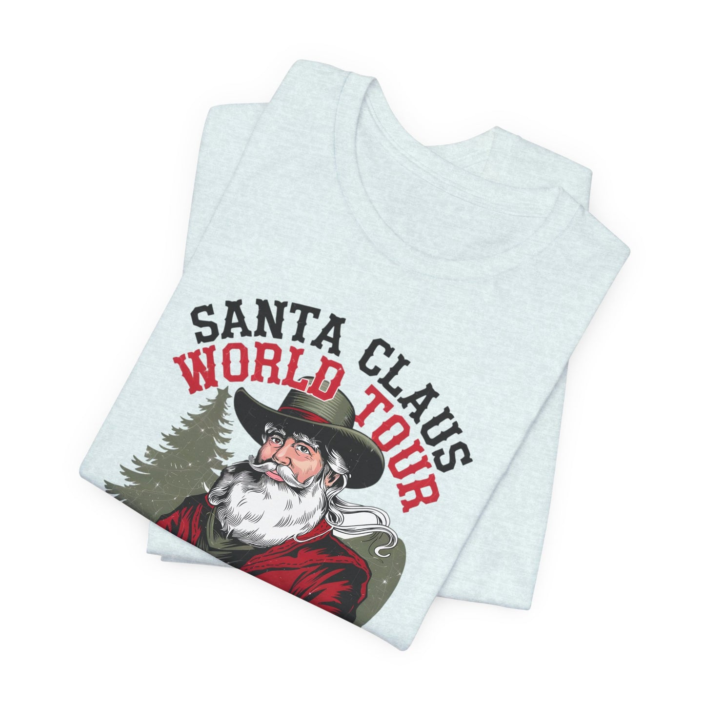 Santa's World Tour Rocking around the Christmas Tree Unisex Jersey Short Sleeve Tee - sizes S - 3X