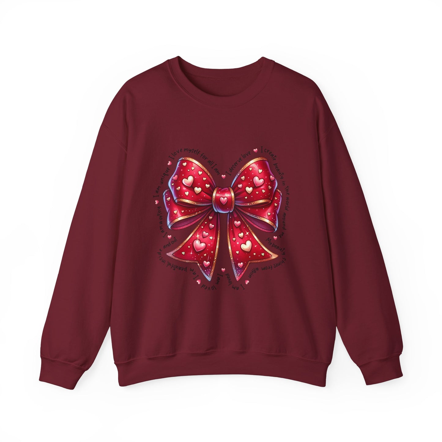Bow Unisex Heavy Blend Crewneck Sweatshirt - Valentine's Day Warm & Cozy Girly Design