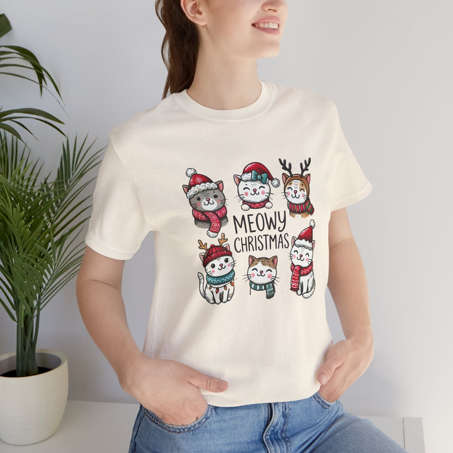 Meowy Christmas Unisex Jersey Short Sleeve Tee - size S - 3X