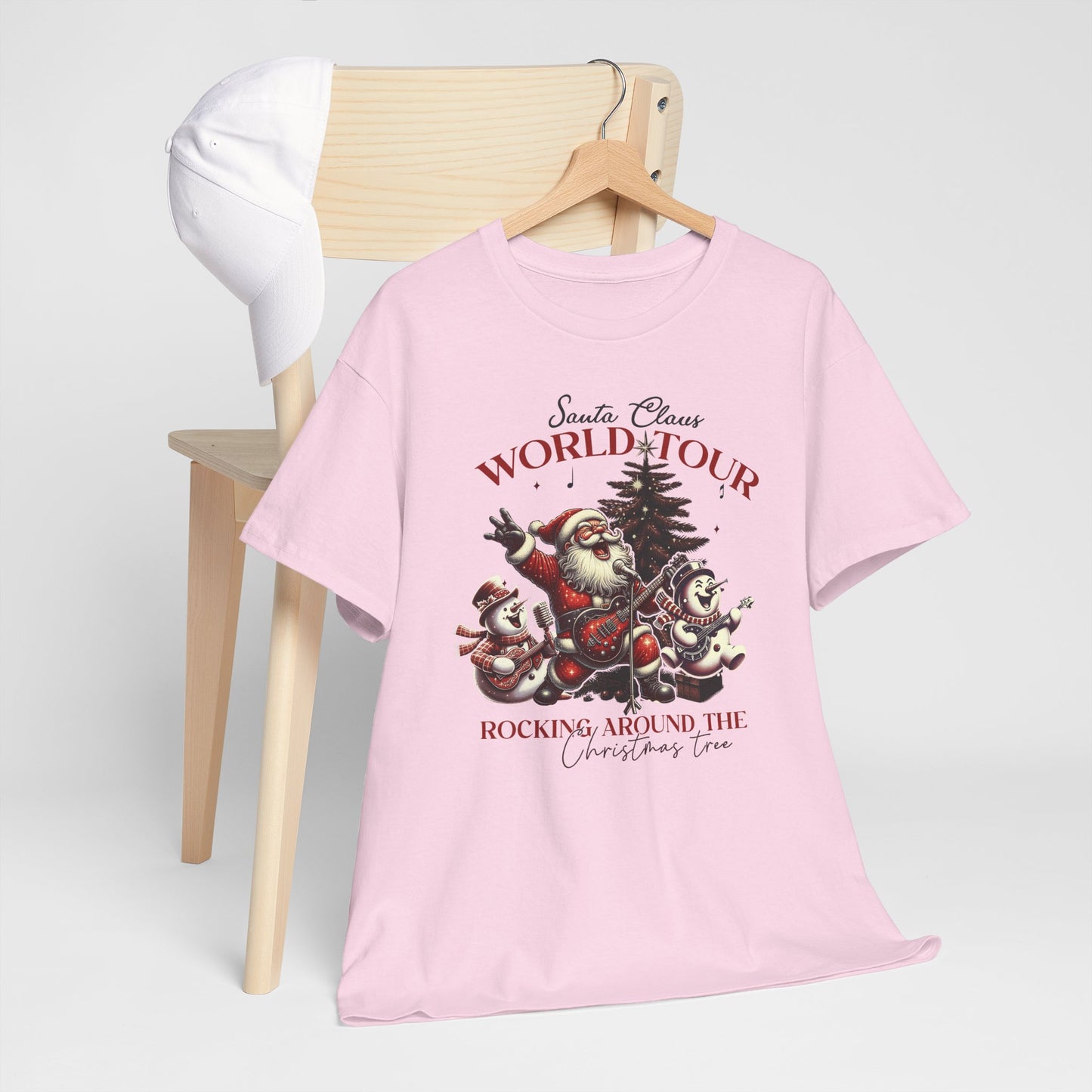 Santa Rocking around the Christmas Tree Unisex Heavy Cotton T-shirt - size S - 5X