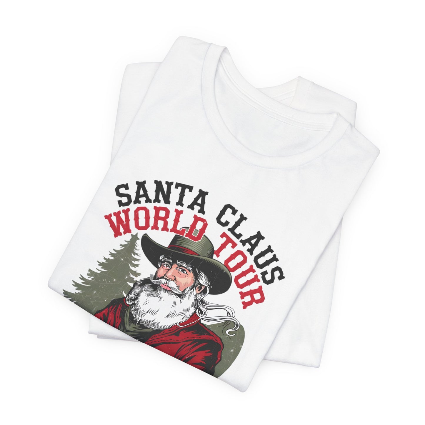 Santa's World Tour Rocking around the Christmas Tree Unisex Jersey Short Sleeve Tee - sizes S - 3X