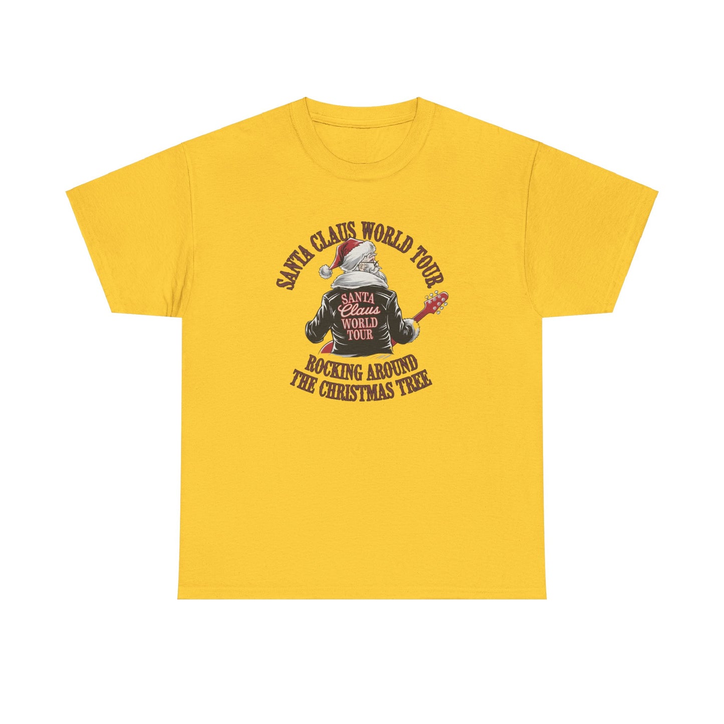 Santa Claus World Tour Unisex Heavy Cotton Tee - sizes S - 3X - Rocking around the Christmas Tree
