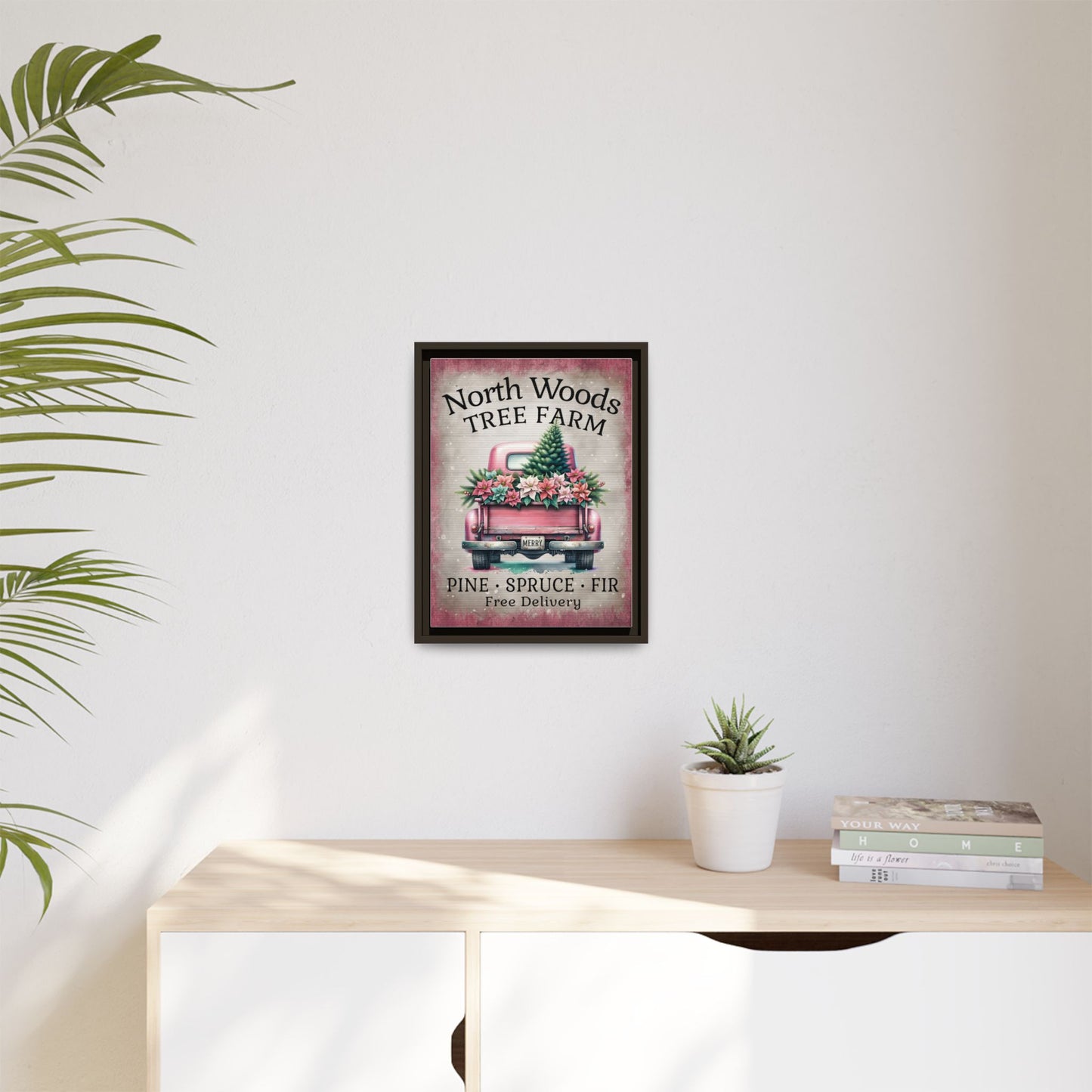 North Woods Tree Farm Matte Canvas, Framed (Multi-color)
