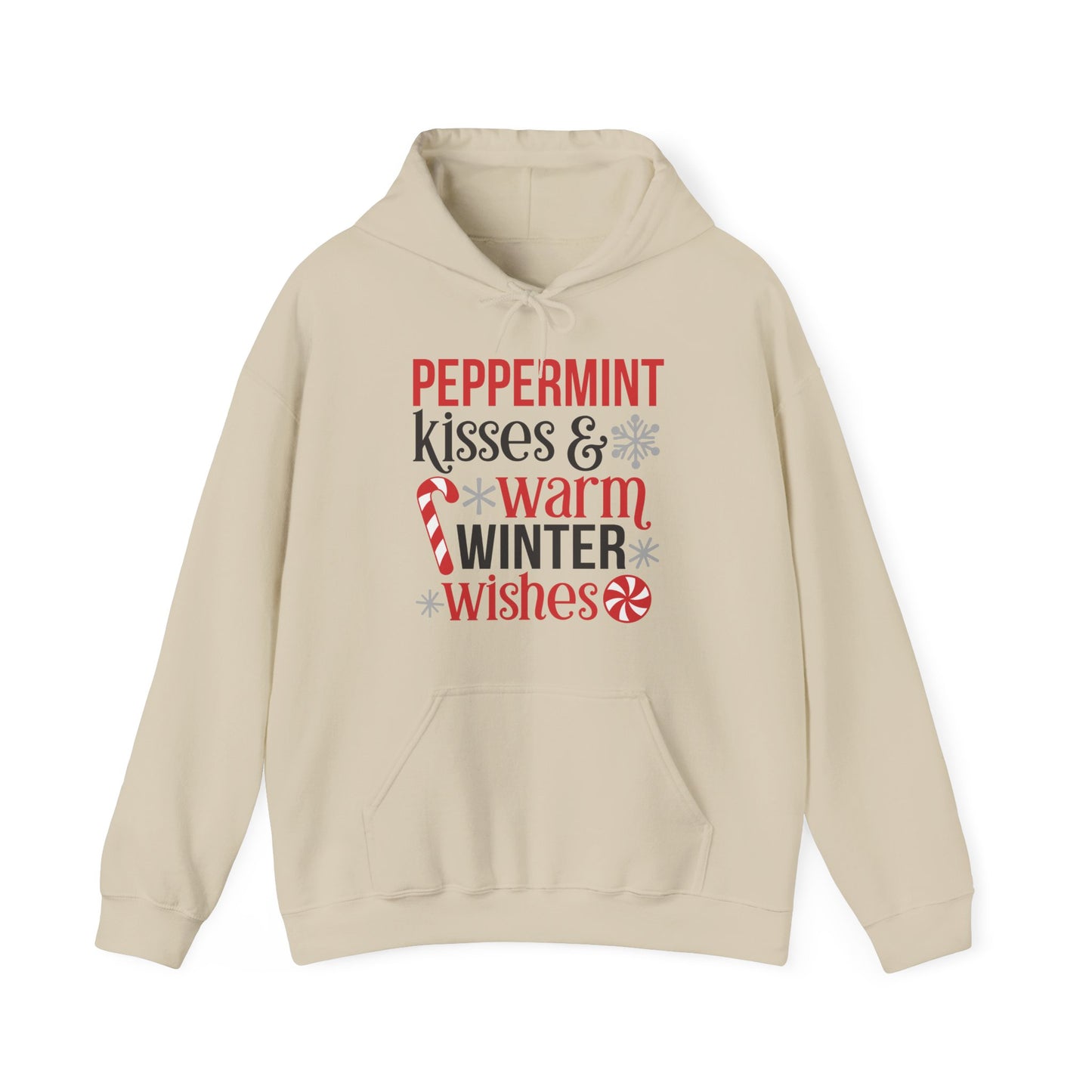 Peppermint Kisses and Warm Winter Wishes Unisex Heavy Blend™ Hooded Sweatshirt - sizes S - 3X