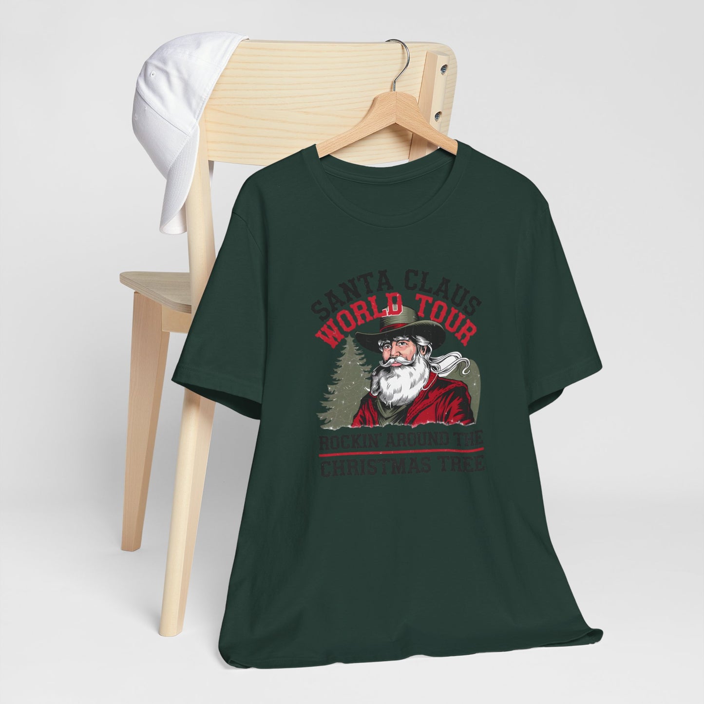 Santa Claus World tour Unisex Jersey Short Sleeve Tee - sizes S - 3X - Rocking around the Christmas Tree
