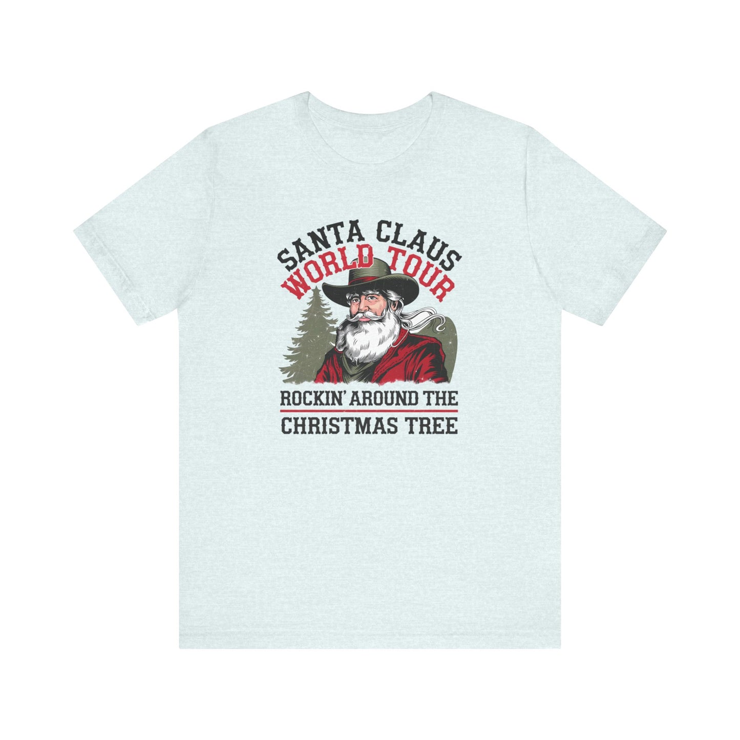 Santa's World Tour Rocking around the Christmas Tree Unisex Jersey Short Sleeve Tee - sizes S - 3X