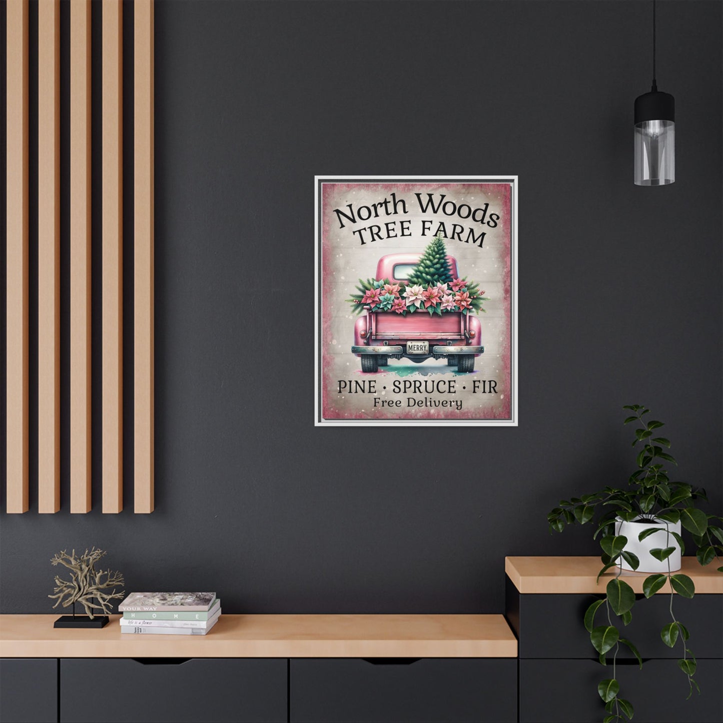 North Woods Tree Farm Matte Canvas, Framed (Multi-color)