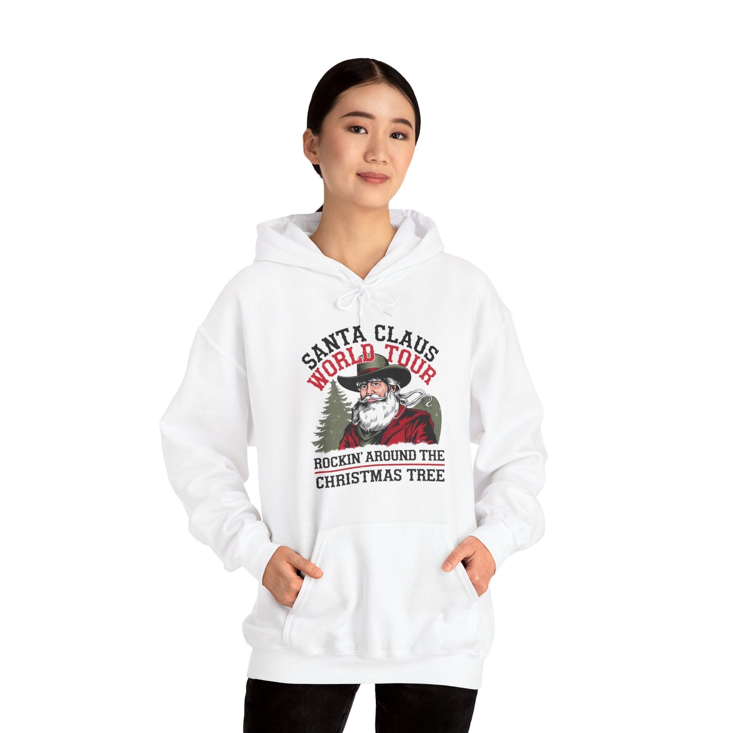 Santa Claus World Tour Unisex Heavy Blend™ Hooded Sweatshirt - sizes S - 3X - Rocking Around the Christmas Tree