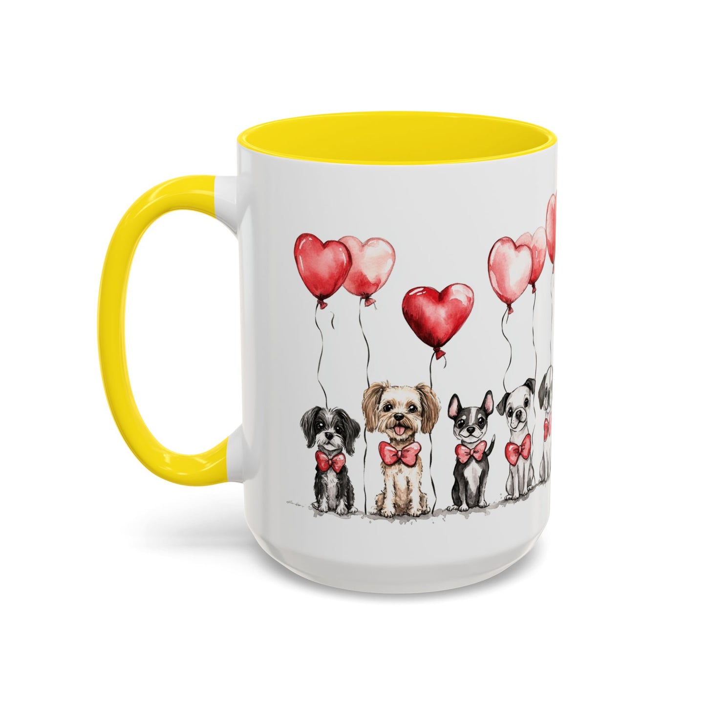 Coffee Mug - Puppy Love Valentine's Day, Cute Dogs and Heart Balloons, 11oz and 15oz, Ceramic