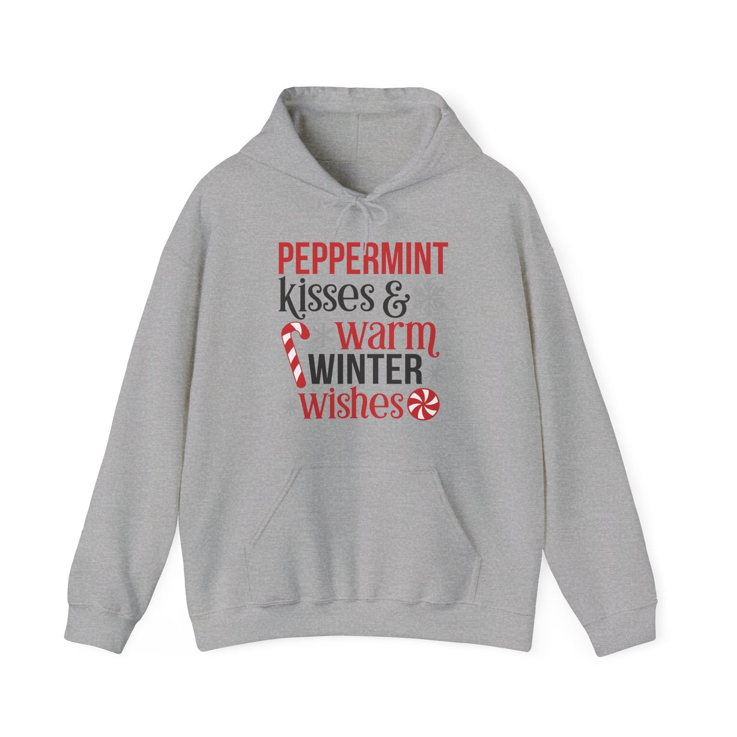 Peppermint Kisses and Warm Winter Wishes Unisex Heavy Blend™ Hooded Sweatshirt - sizes S - 3X