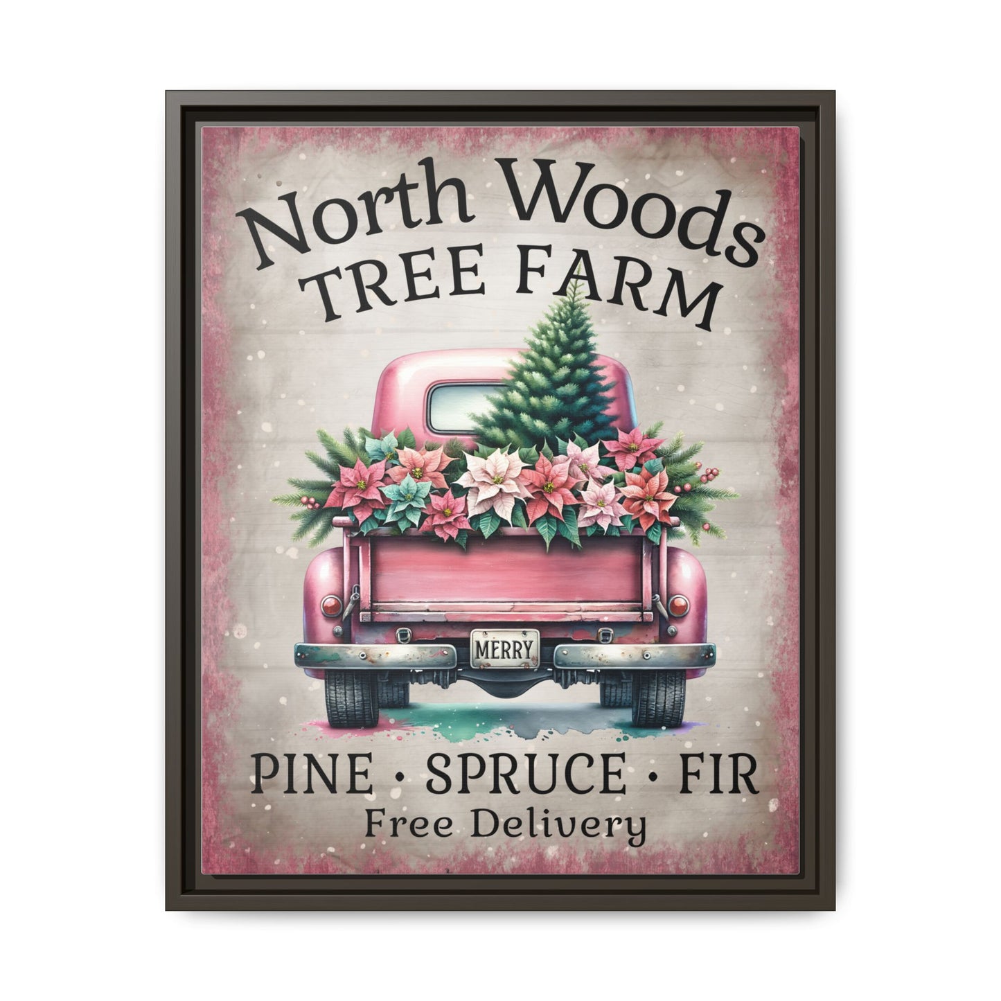 North Woods Tree Farm Matte Canvas, Framed (Multi-color)