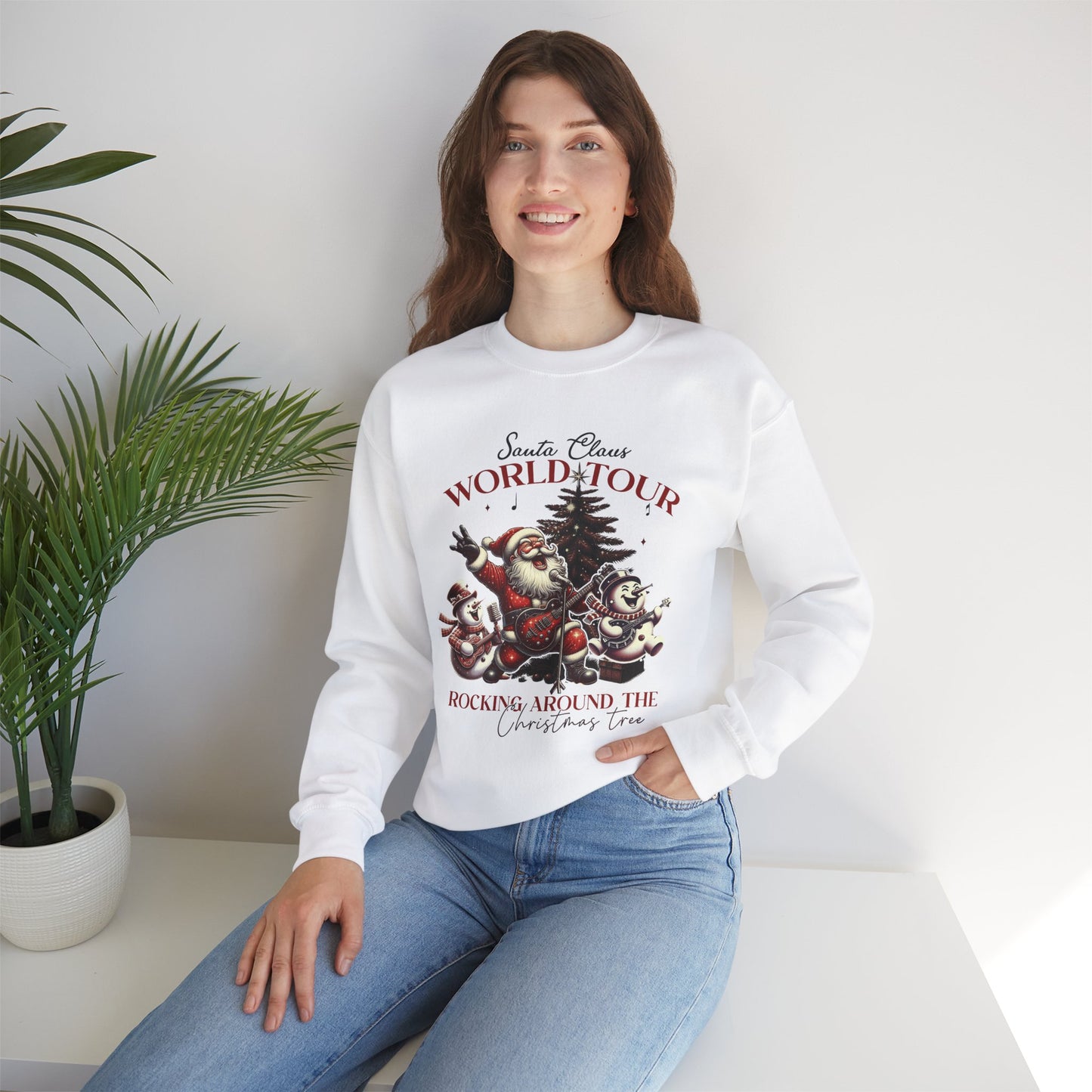 Santa Rocking Around the Christmas Tree Unisex Heavy Blend™ Crewneck Sweatshirt - Size S - 5X