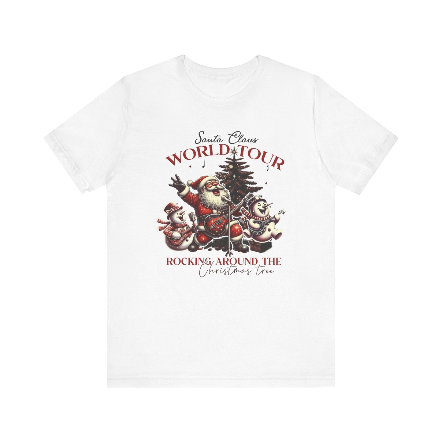 Santa Rocking Around the Christmas Tree Unisex Jersey Short Sleeve T-shirt - sizes S - 3X
