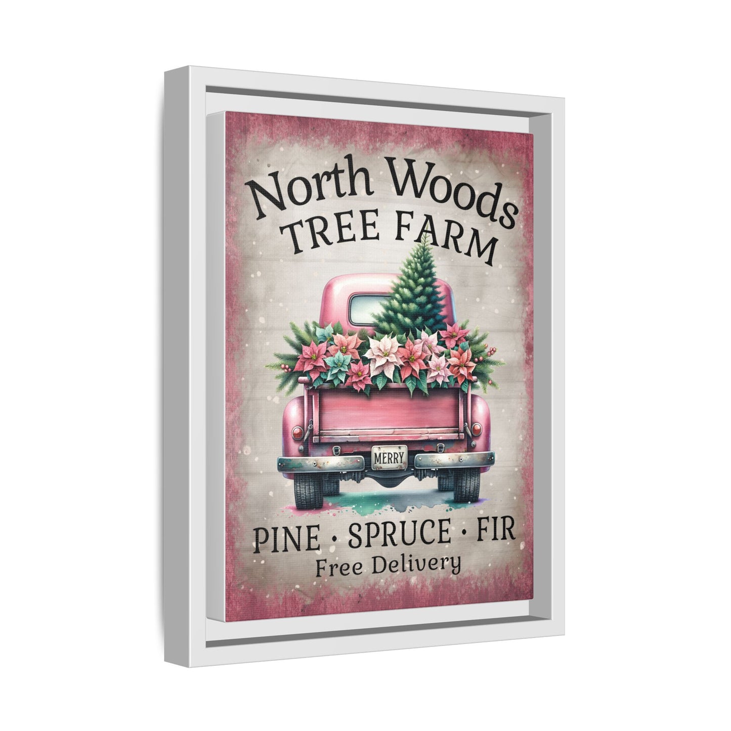 North Woods Tree Farm Matte Canvas, Framed (Multi-color)