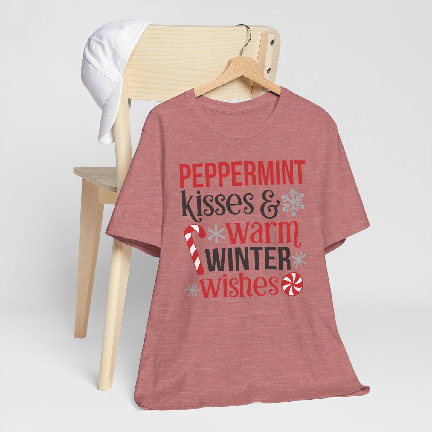 Peppermint Kisses and Warm Winter wishes Unisex Jersey Short Sleeve T-shirt - sizes S - 3X