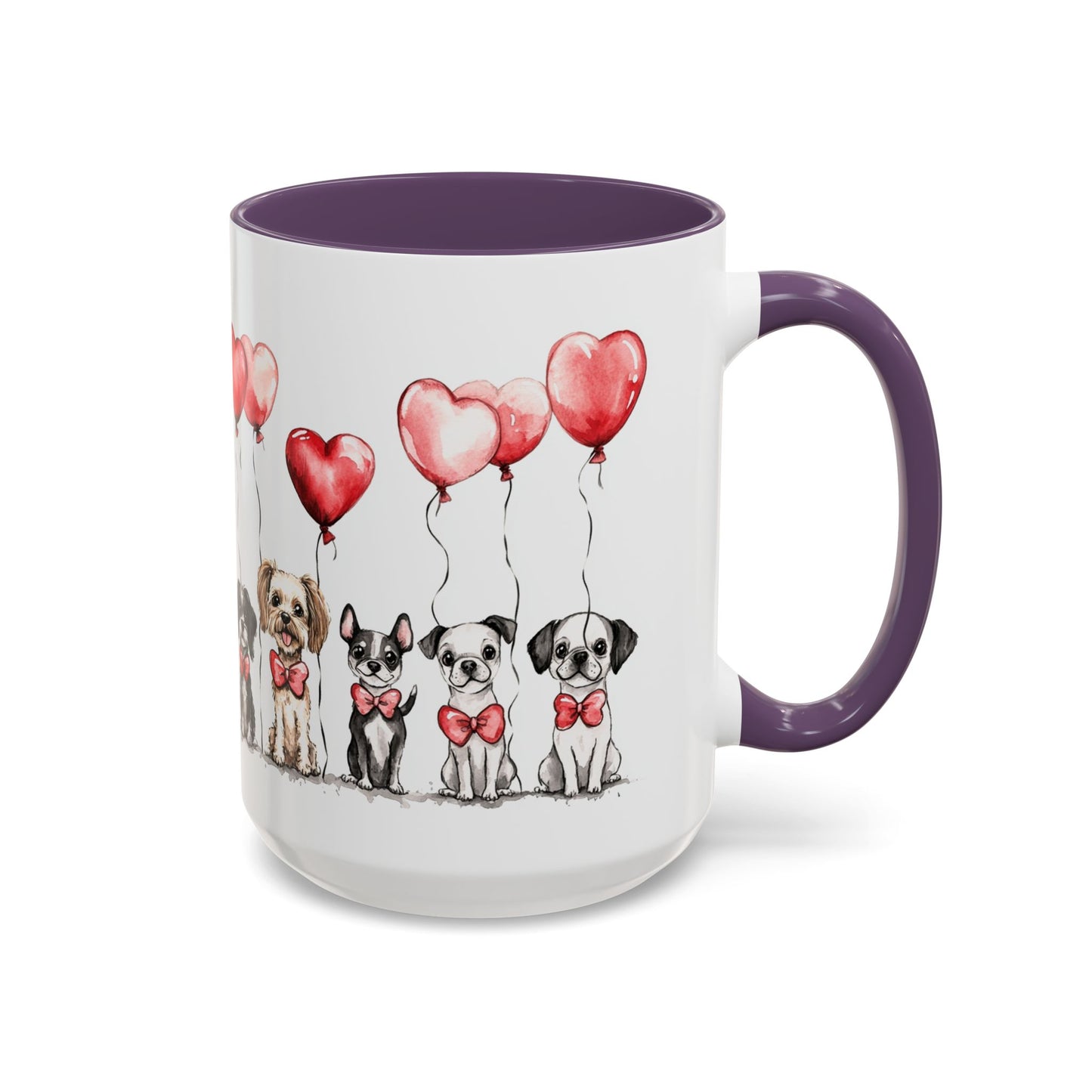 Coffee Mug - Puppy Love Valentine's Day, Cute Dogs and Heart Balloons, 11oz and 15oz, Ceramic