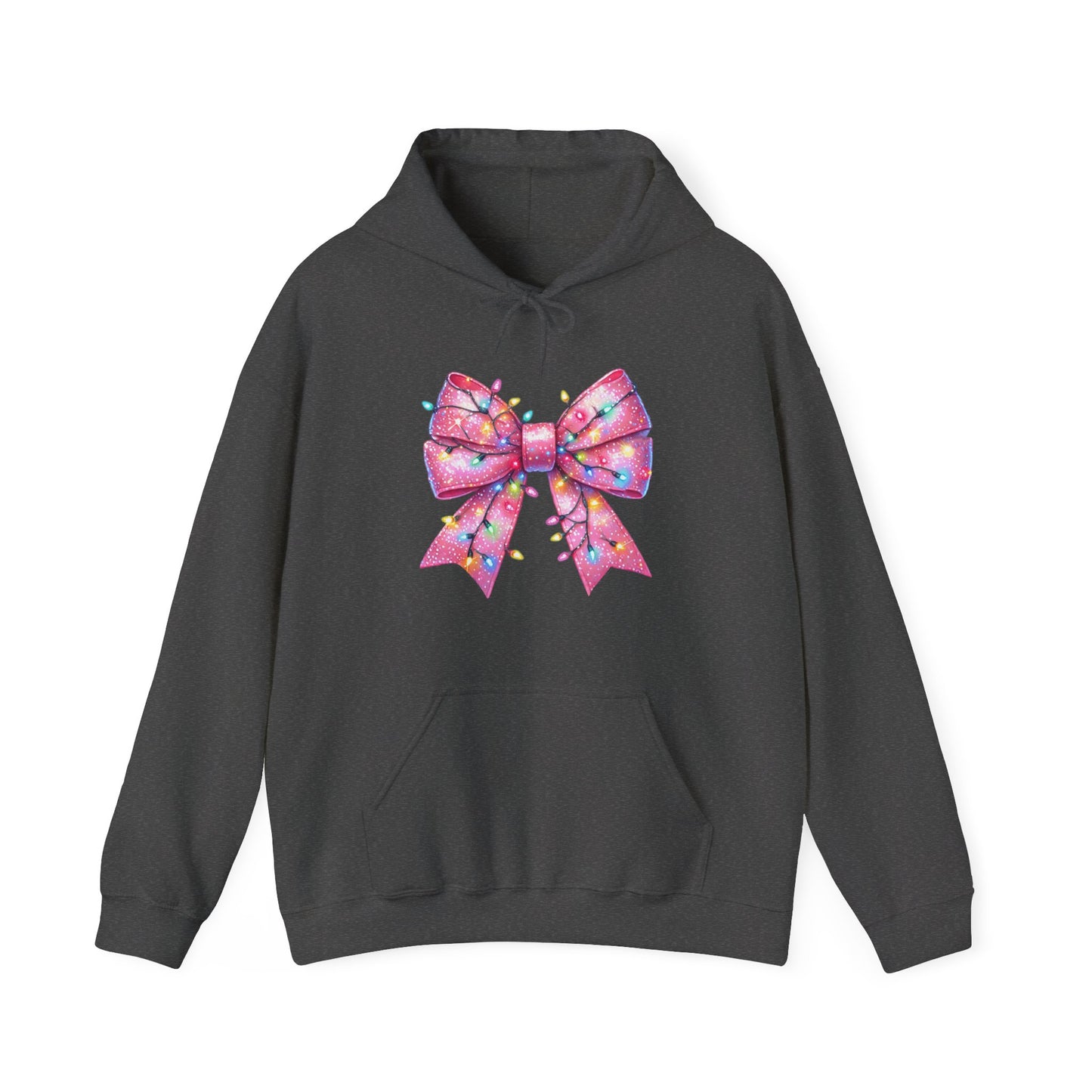 Pink Christmas Bow Heavy Blend Hoodie - Festive Unisex Sweatshirt - sizes S - 5X