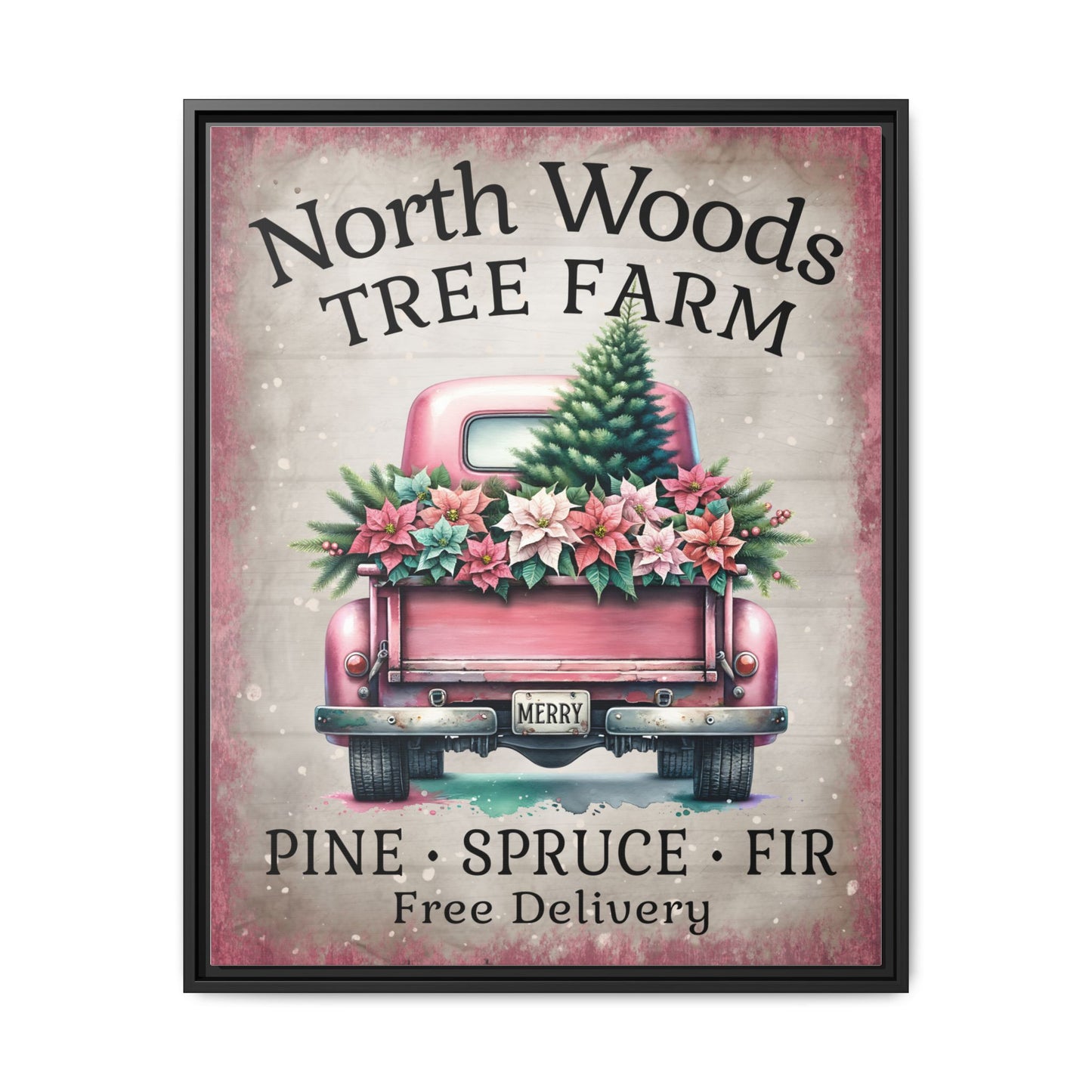 North Woods Tree Farm Matte Canvas, Framed (Multi-color)