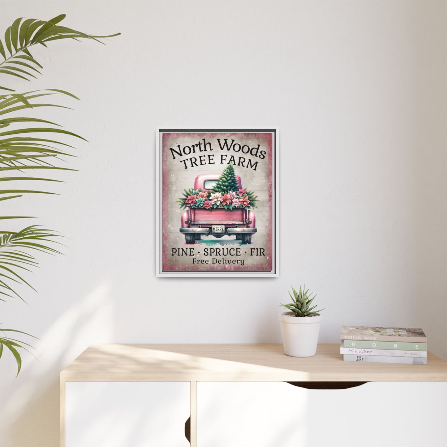 North Woods Tree Farm Matte Canvas, Framed (Multi-color)