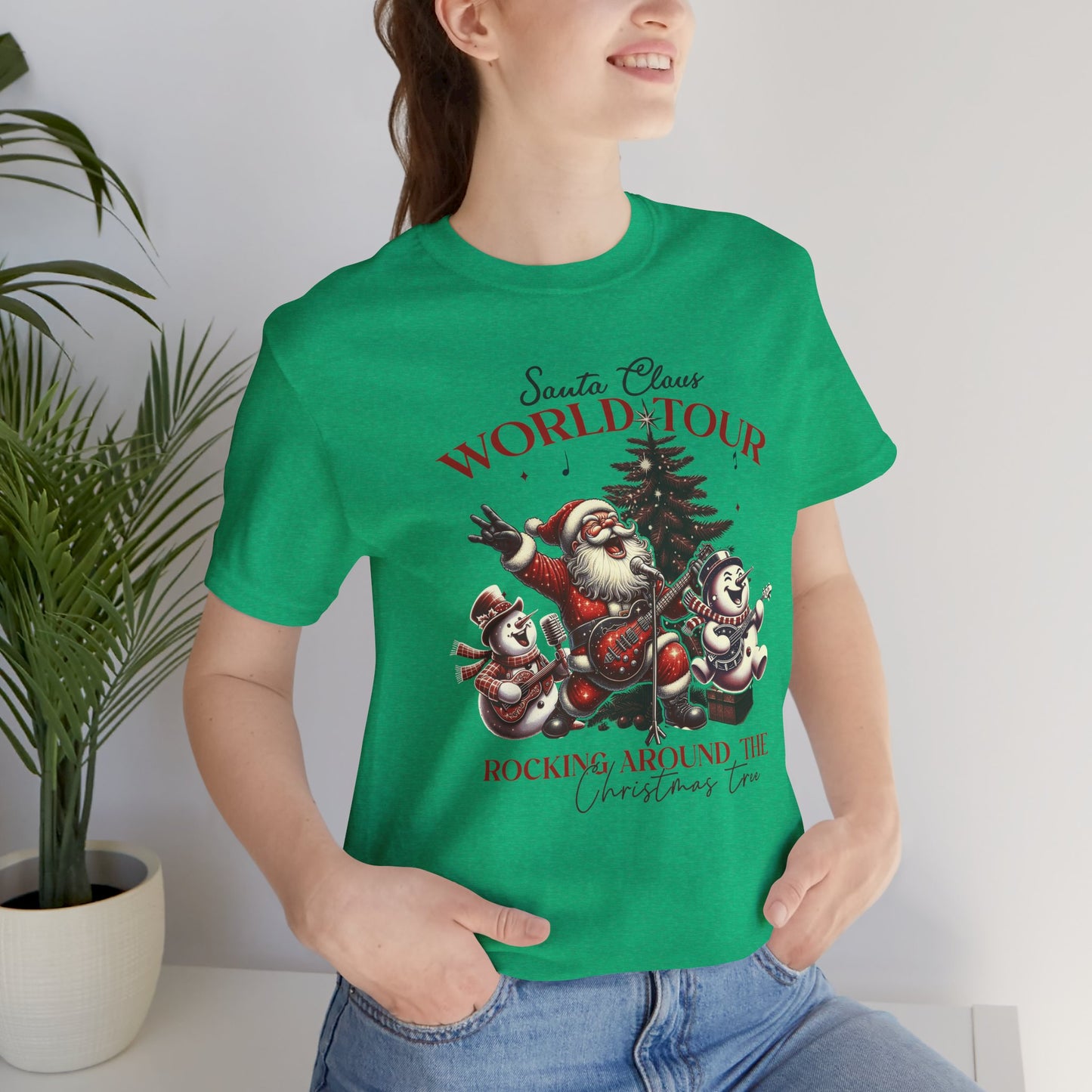 Santa Rocking Around the Christmas Tree Unisex Jersey Short Sleeve T-shirt - sizes S - 3X