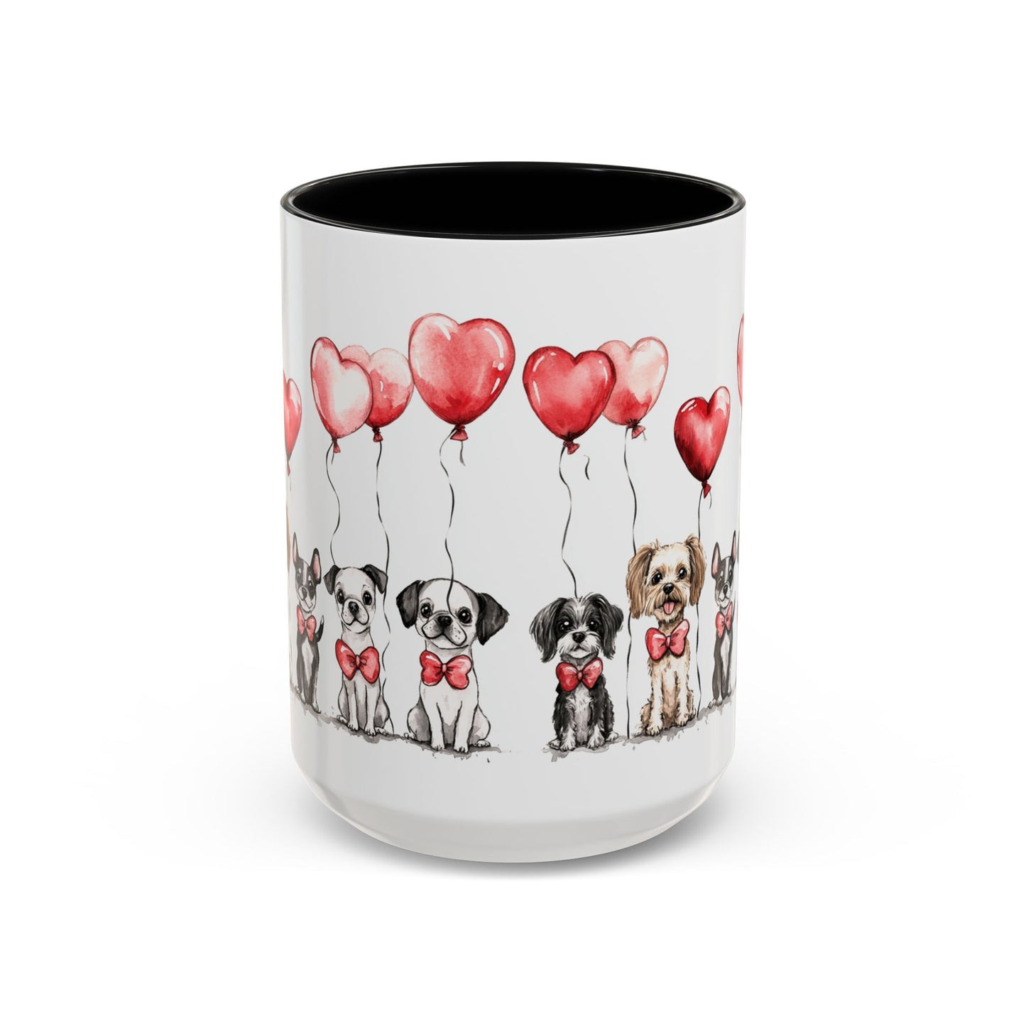 Coffee Mug - Puppy Love Valentine's Day, Cute Dogs and Heart Balloons, 11oz and 15oz, Ceramic