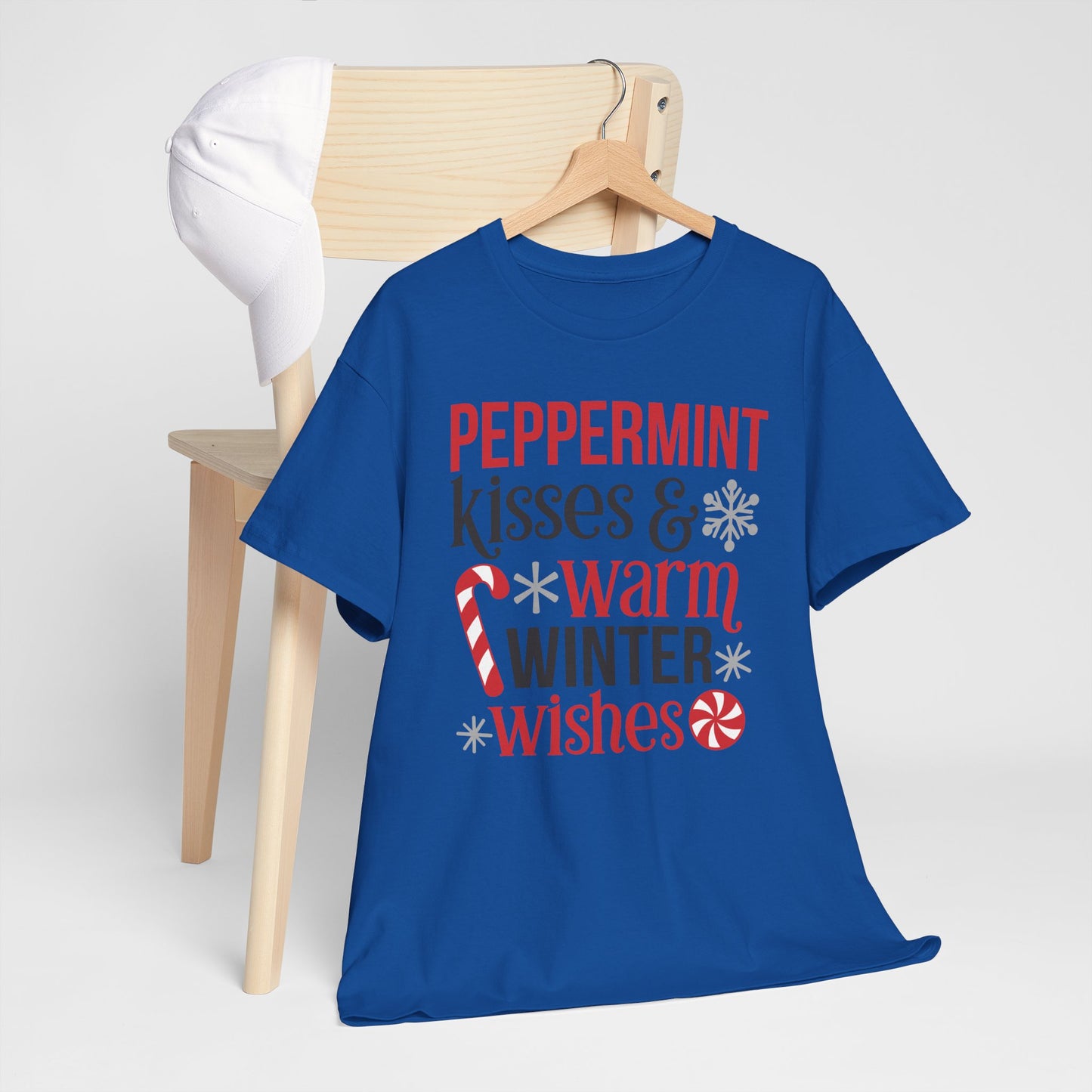 Peppermint Kisses and warm winter wishes Unisex Heavy Cotton Tee - sizes S - 5X