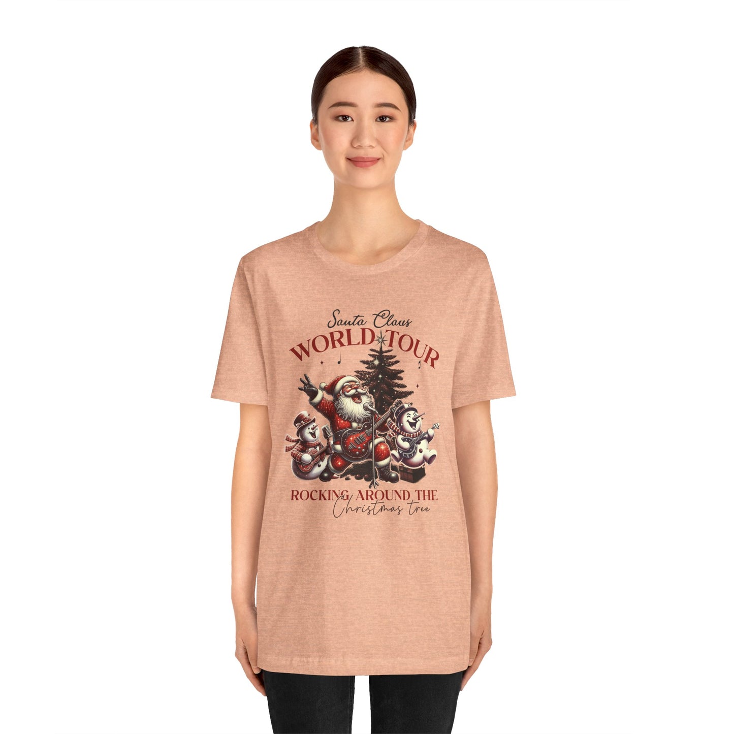Santa Rocking Around the Christmas Tree Unisex Jersey Short Sleeve T-shirt - sizes S - 3X