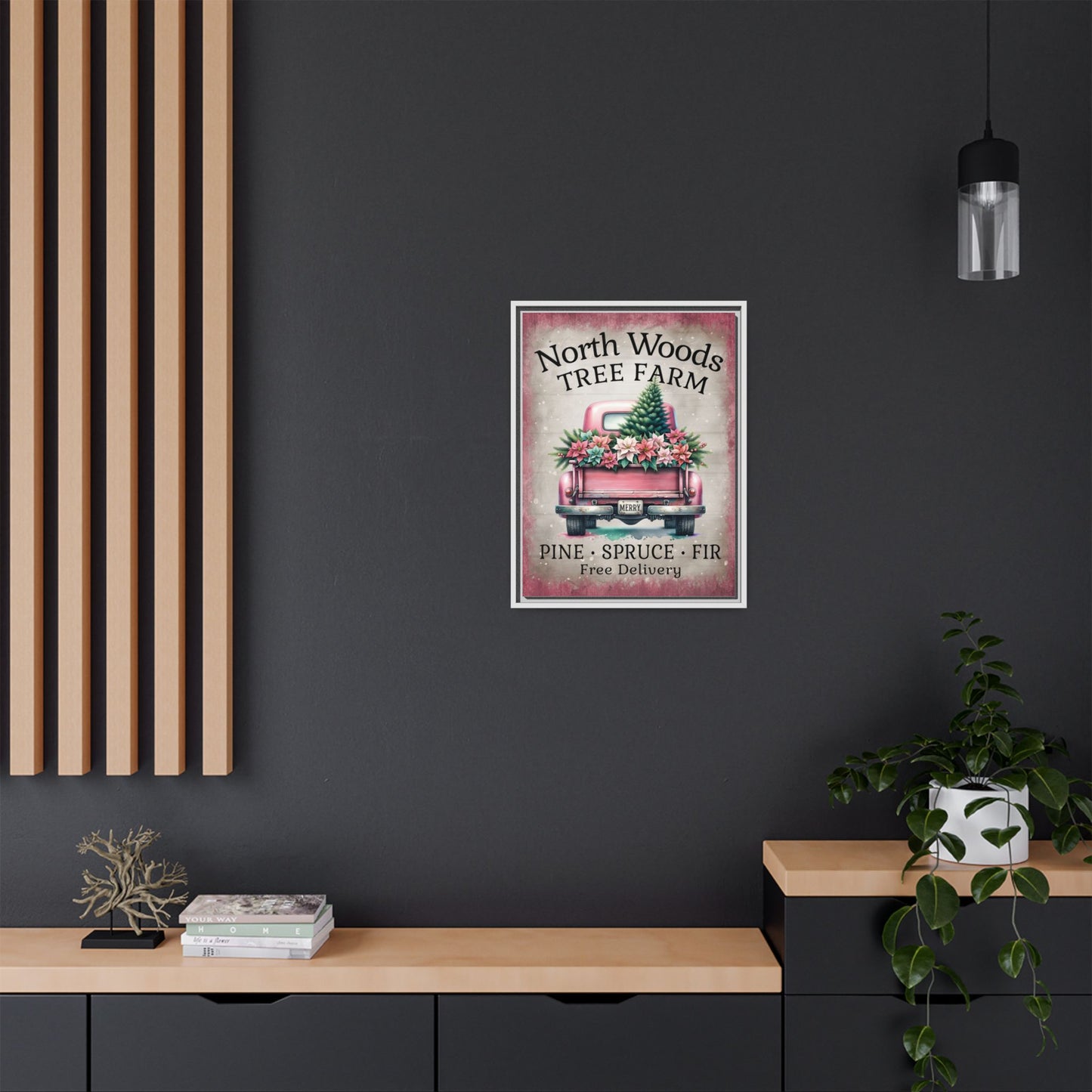 North Woods Tree Farm Matte Canvas, Framed (Multi-color)