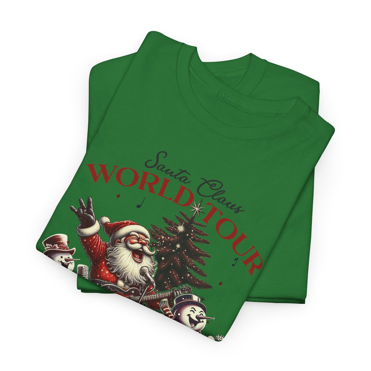 Santa Rocking around the Christmas Tree Unisex Heavy Cotton T-shirt - size S - 5X