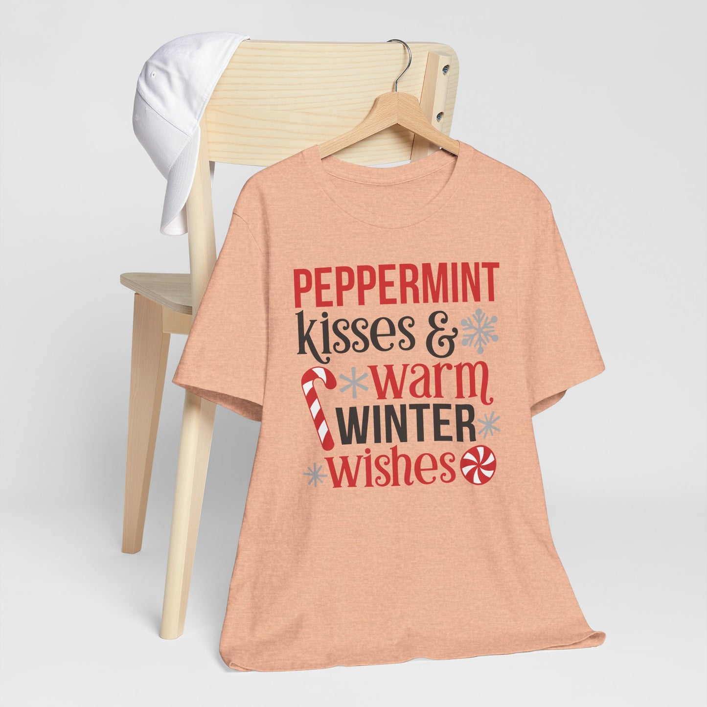 Peppermint Kisses and Warm Winter wishes Unisex Jersey Short Sleeve T-shirt - sizes S - 3X