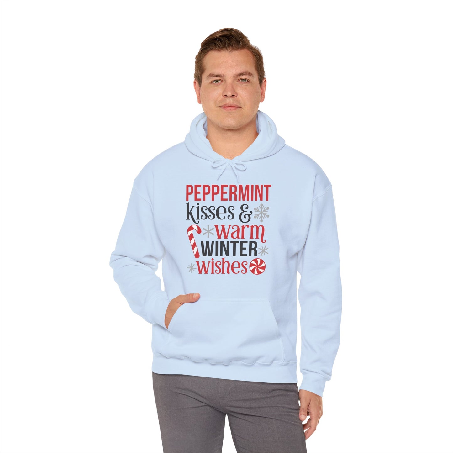 Peppermint Kisses and Warm Winter Wishes Unisex Heavy Blend™ Hooded Sweatshirt - sizes S - 3X