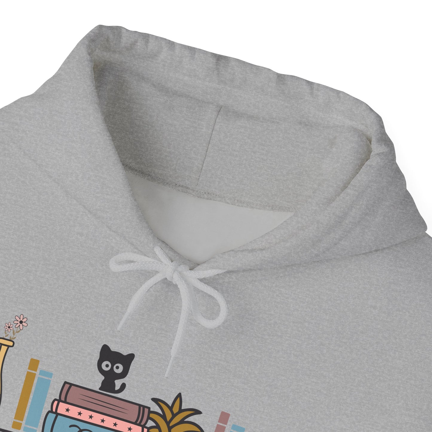 Unisex Heavy Blend™ Hooded Sweatshirt - cut cat sitting on shelf with books - S - 5X