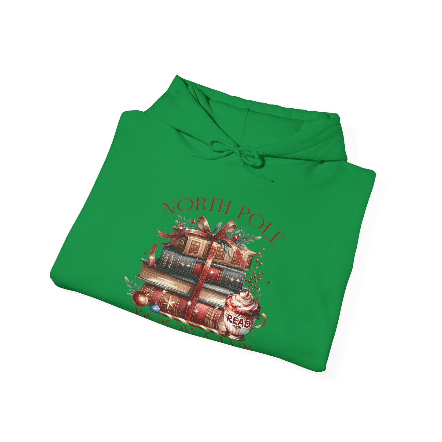North Pole Book Club Heavy Blend Hoodie - Christmas Book Lover Festive Sweatshirt - sizes S - 5X