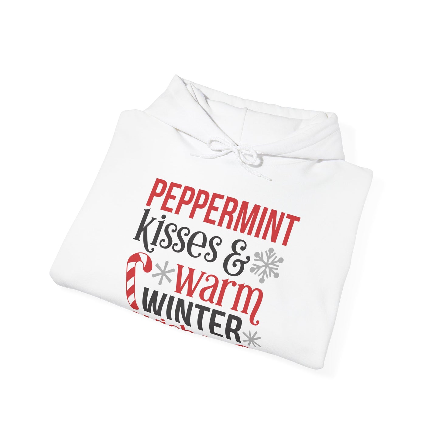 Peppermint Kisses and Warm Winter Wishes Unisex Heavy Blend™ Hooded Sweatshirt - sizes S - 3X