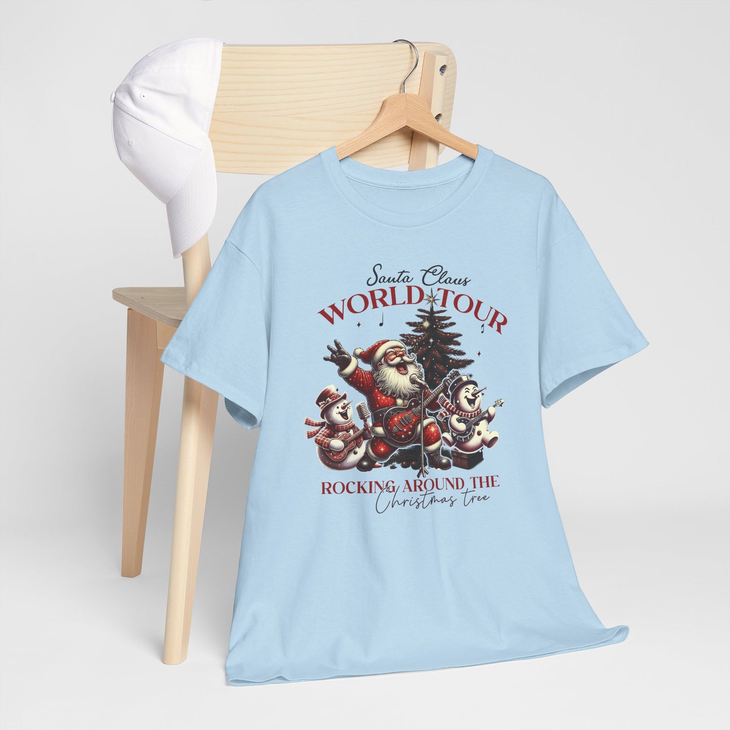 Santa Rocking around the Christmas Tree Unisex Heavy Cotton T-shirt - size S - 5X