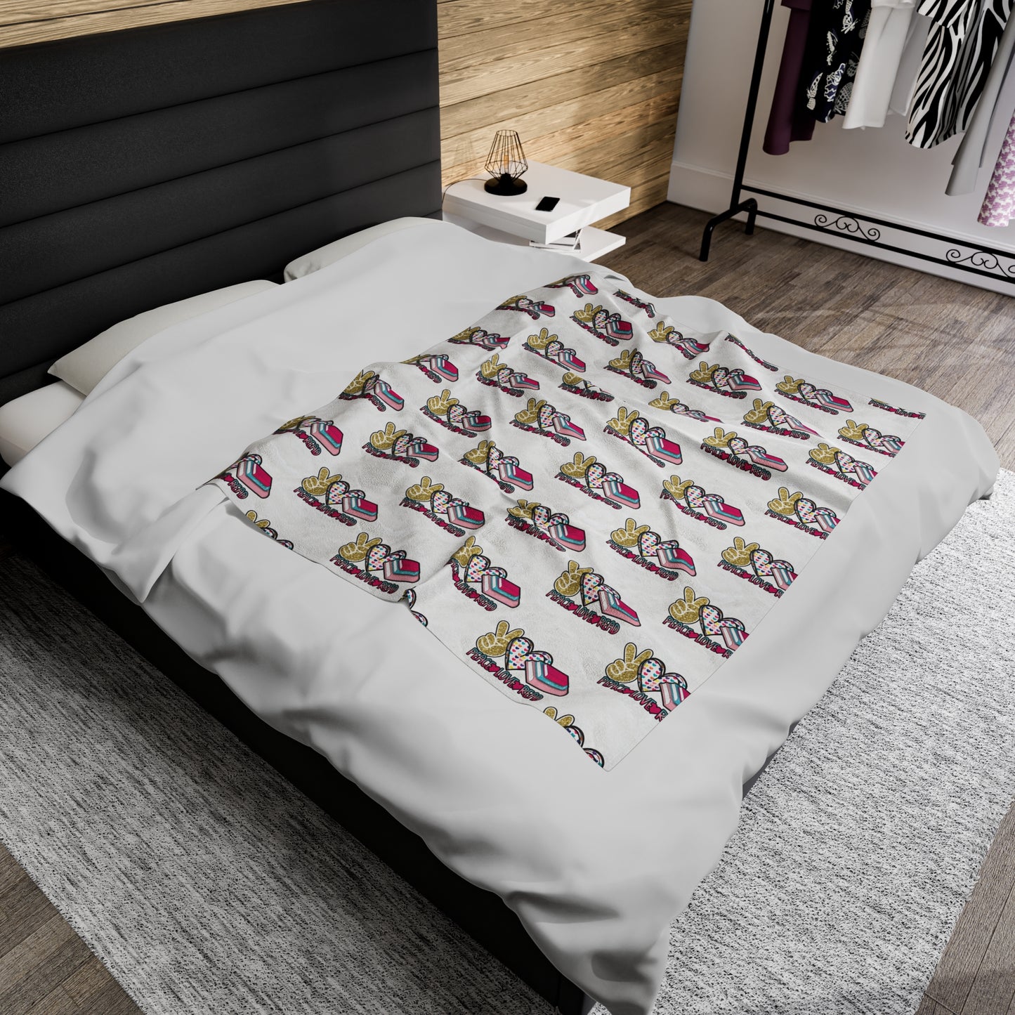 Peace, Love, Read Velveteen Plush Blanket