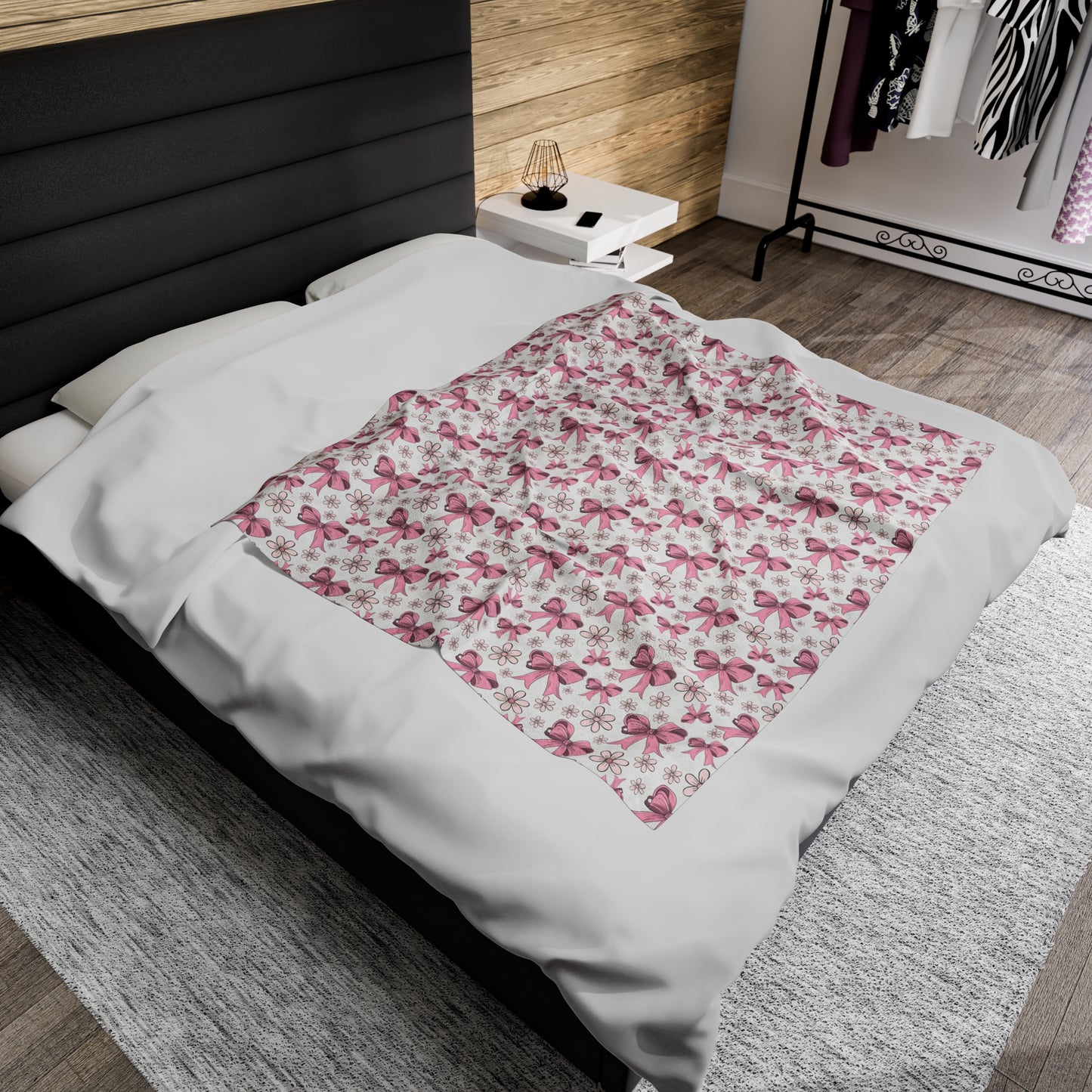 Velveteen Blanket - Pink Bows, Warm & Cozy - 3 sizes