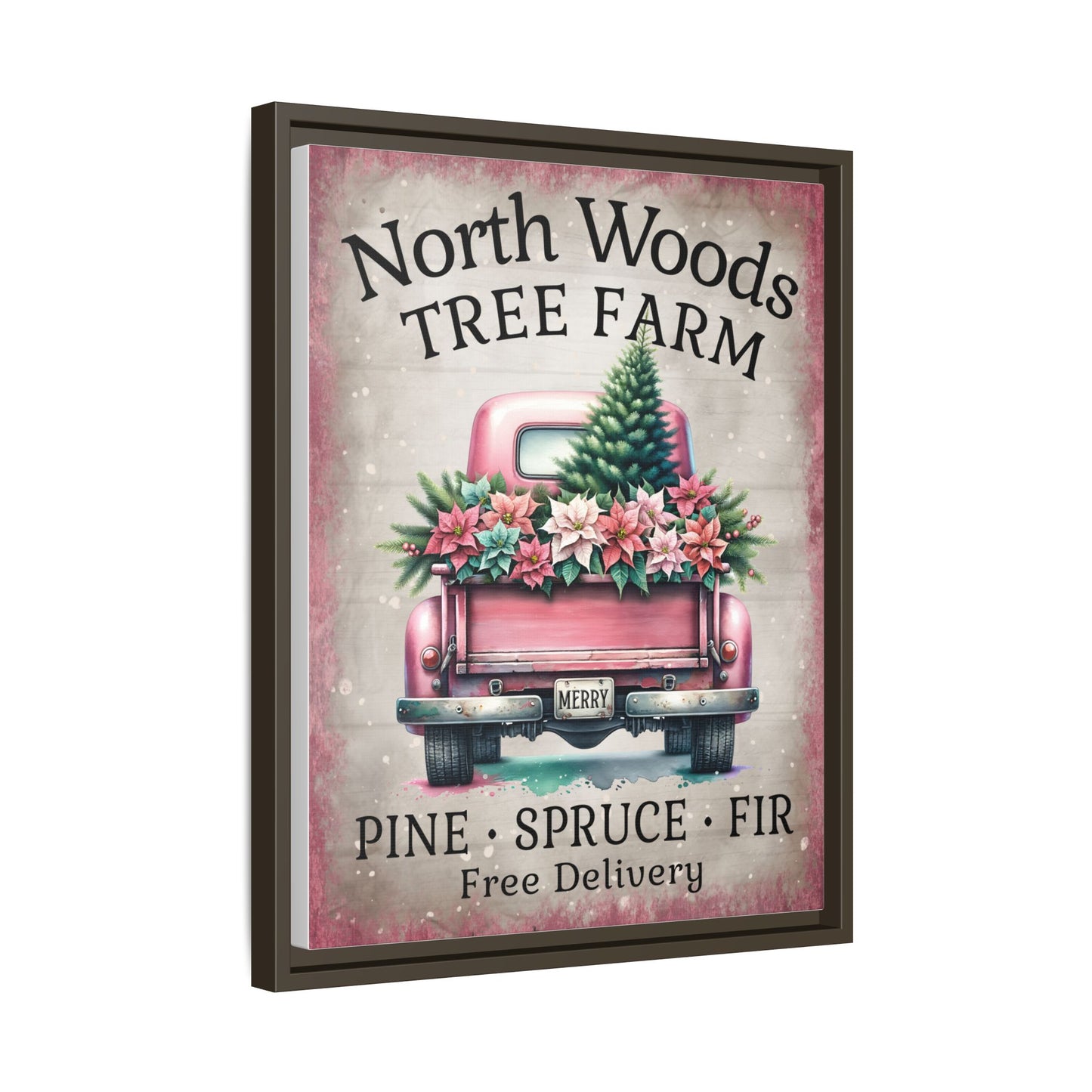 North Woods Tree Farm Matte Canvas, Framed (Multi-color)