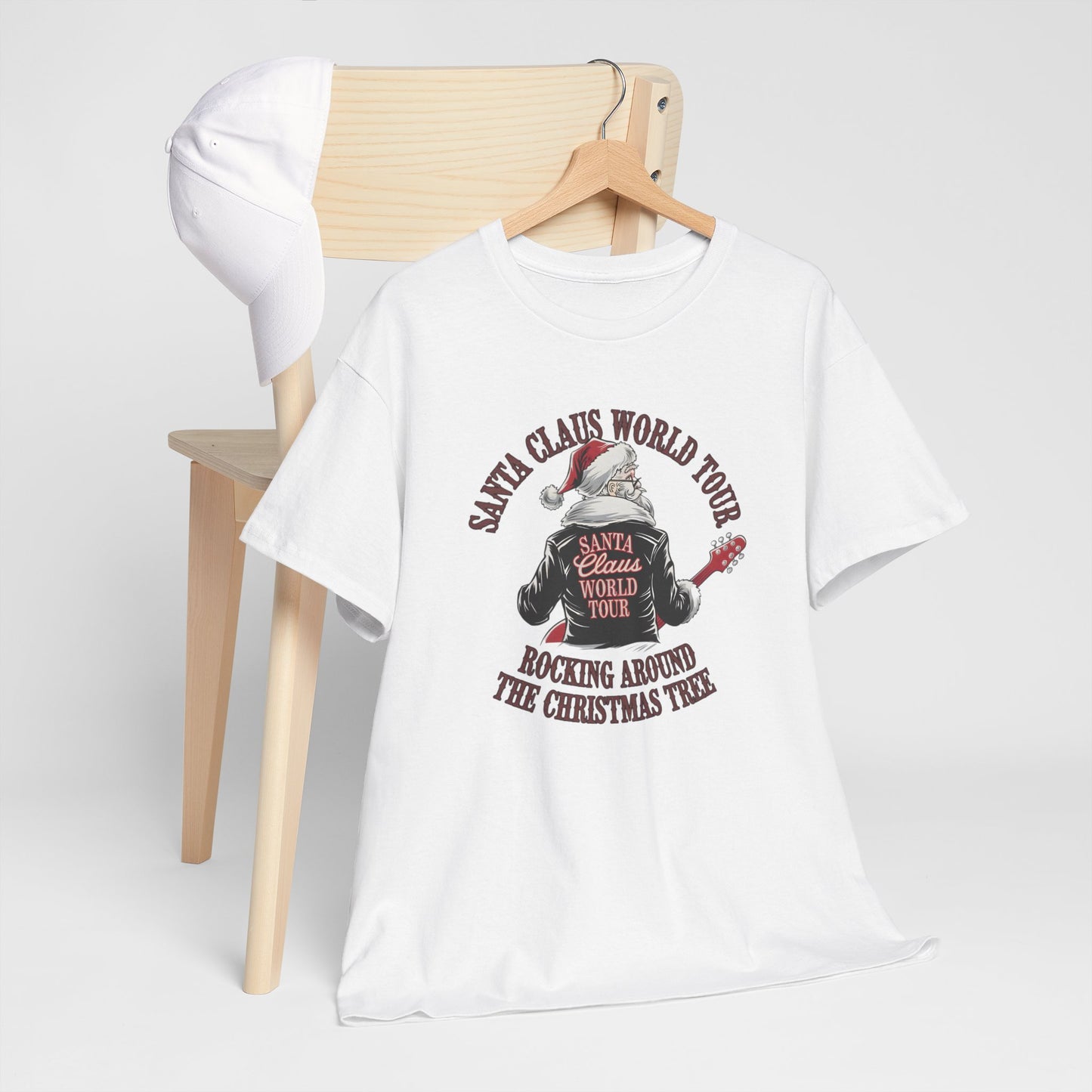Santa Claus World Tour Unisex Heavy Cotton Tee - sizes S - 3X - Rocking around the Christmas Tree