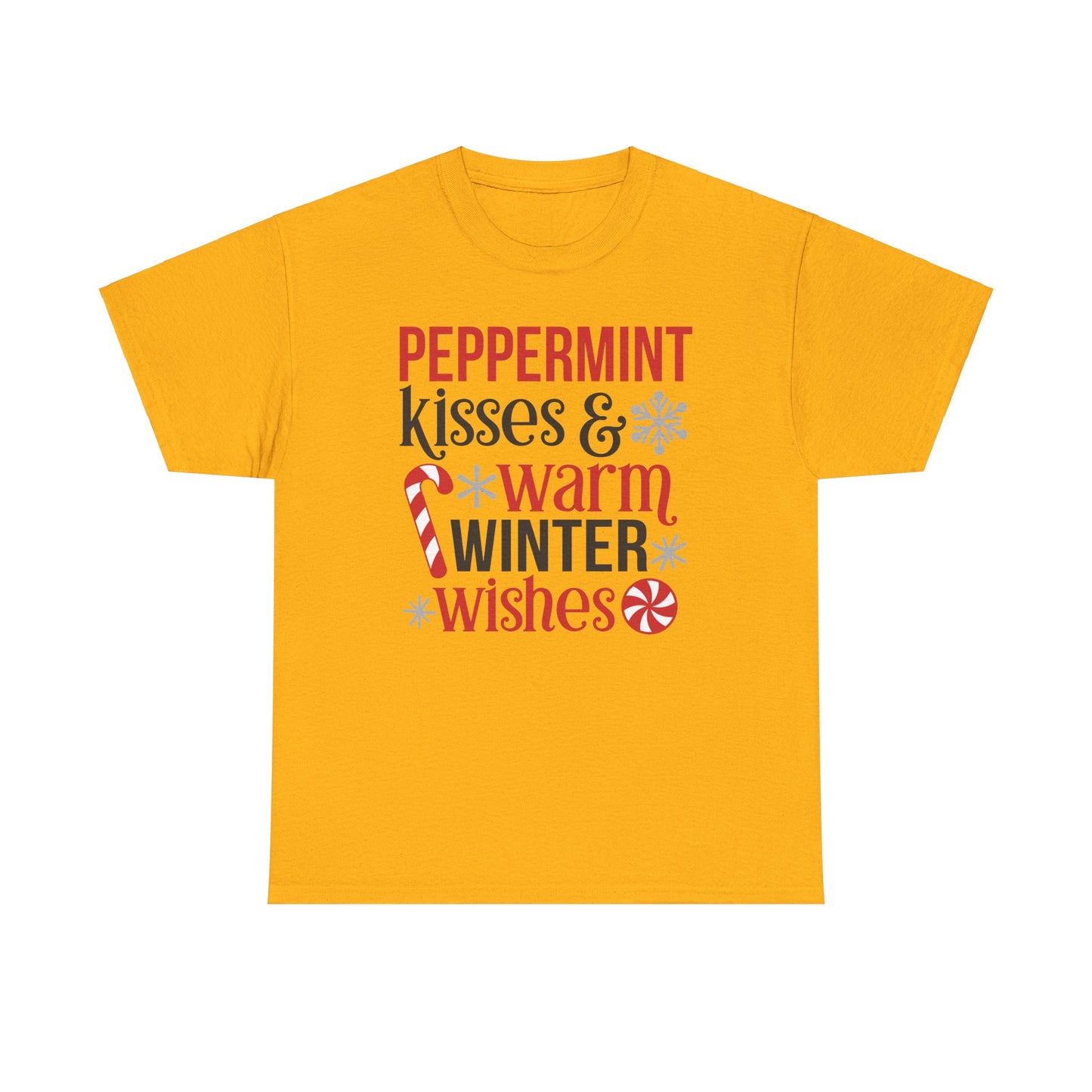 Peppermint Kisses and warm winter wishes Unisex Heavy Cotton Tee - sizes S - 5X