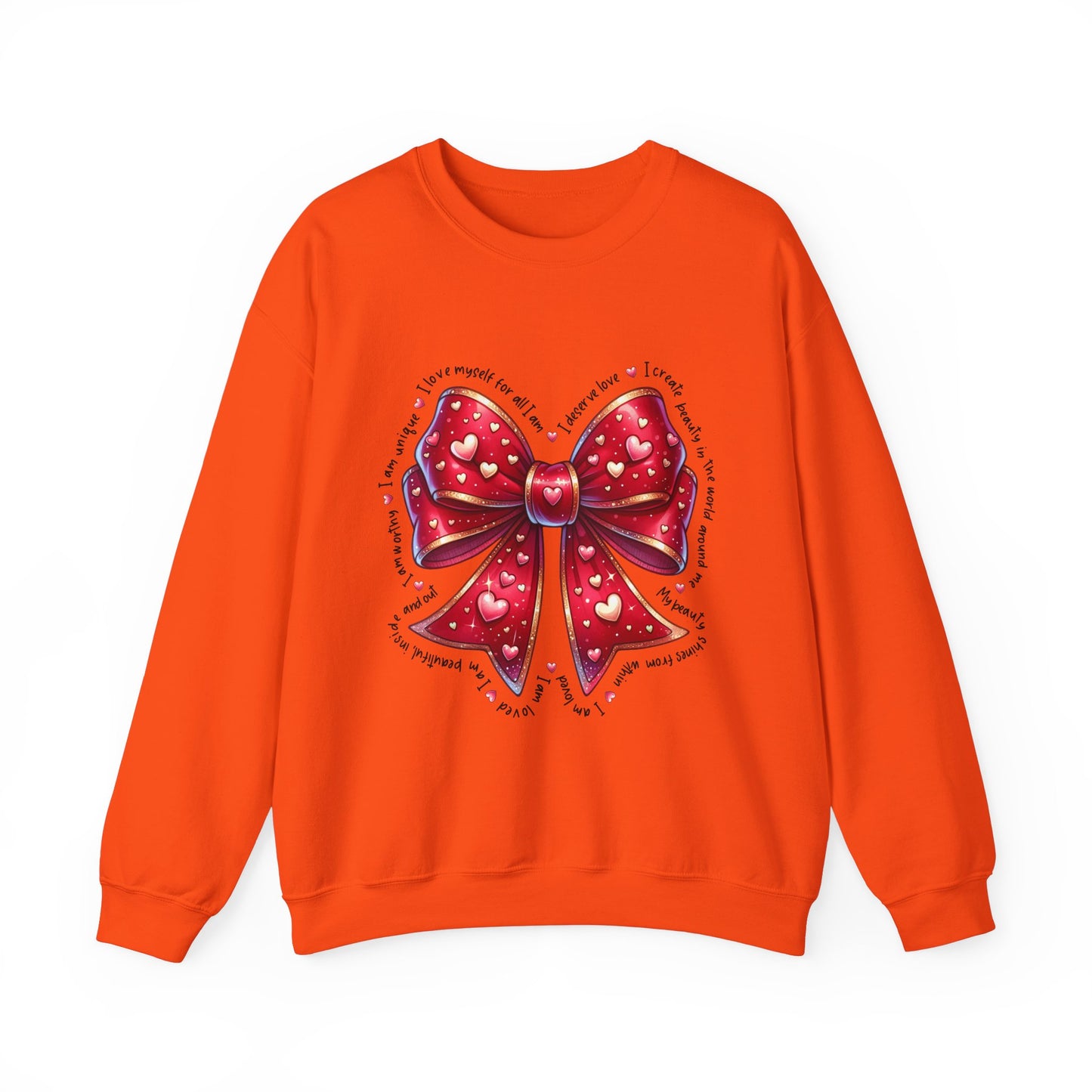Bow Unisex Heavy Blend Crewneck Sweatshirt - Valentine's Day Warm & Cozy Girly Design