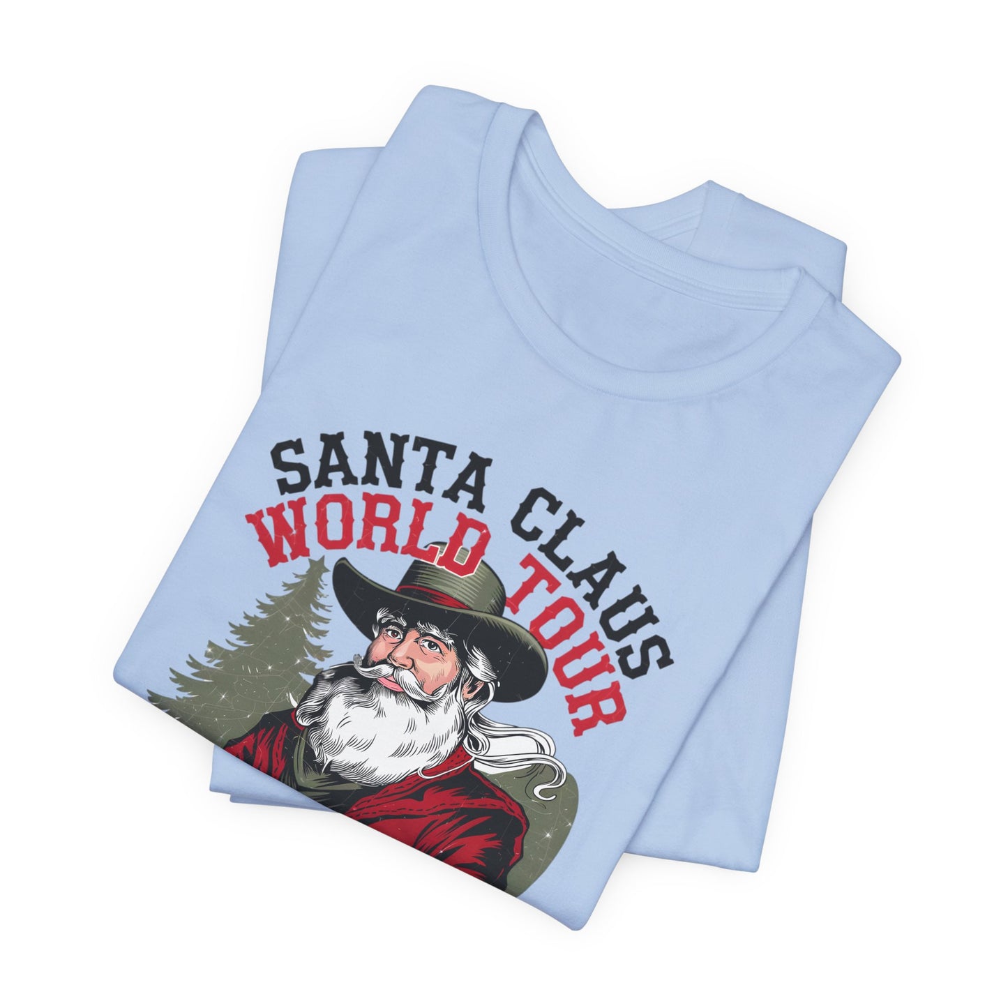 Santa Claus World tour Unisex Jersey Short Sleeve Tee - sizes S - 3X - Rocking around the Christmas Tree