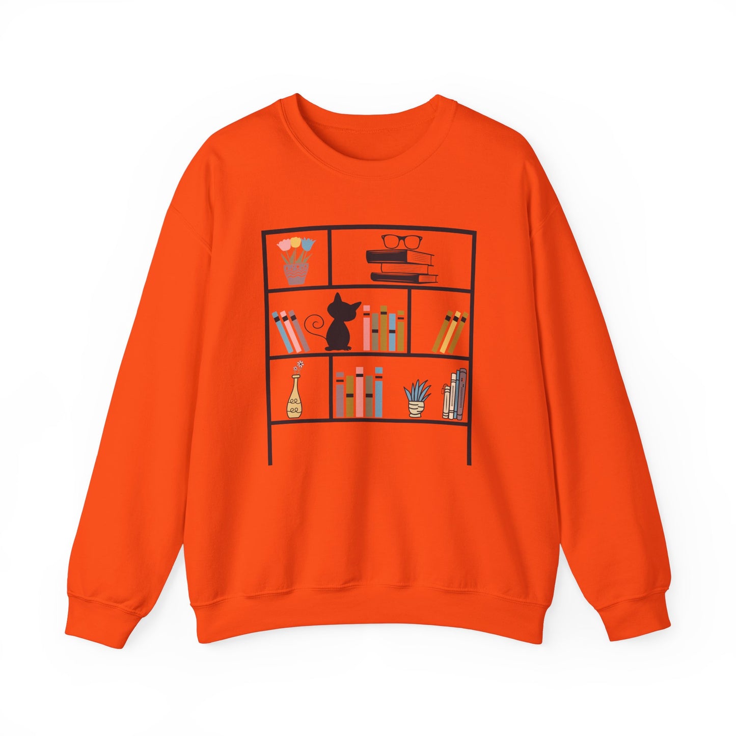 Unisex Heavy Blend™ Crewneck Sweatshirt - cute bookshelf with cat - sizes S - 3X