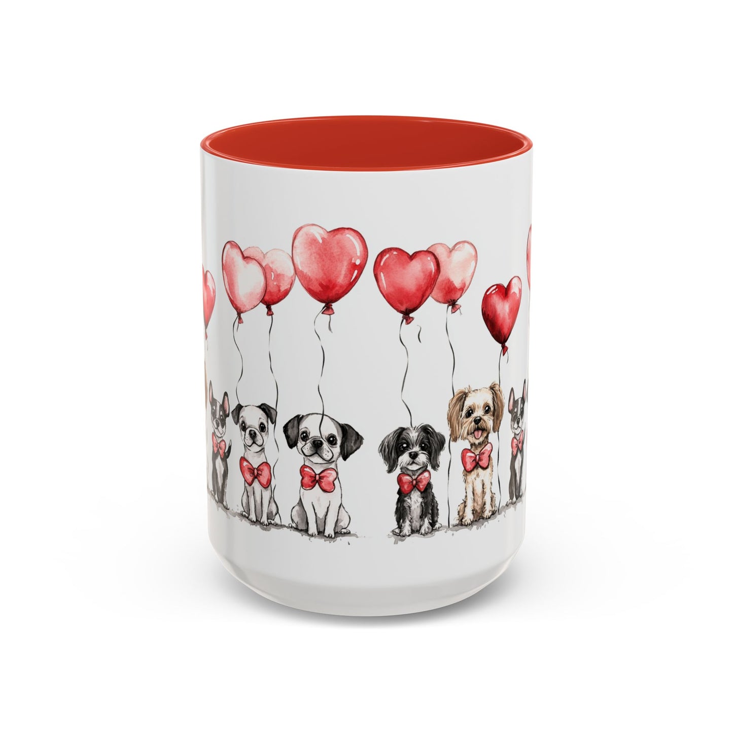 Coffee Mug - Puppy Love Valentine's Day, Cute Dogs and Heart Balloons, 11oz and 15oz, Ceramic