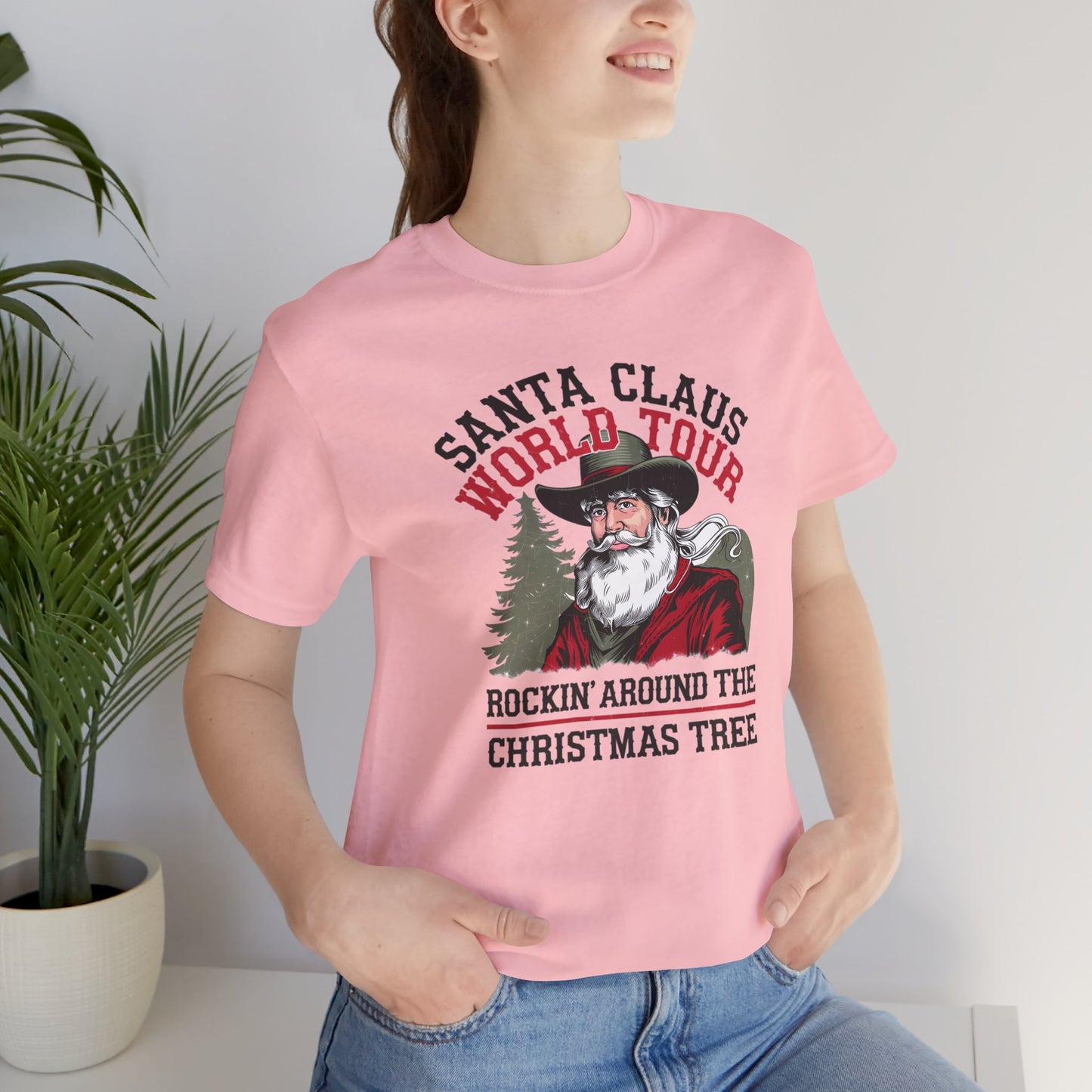 Santa Claus World tour Unisex Jersey Short Sleeve Tee - sizes S - 3X - Rocking around the Christmas Tree