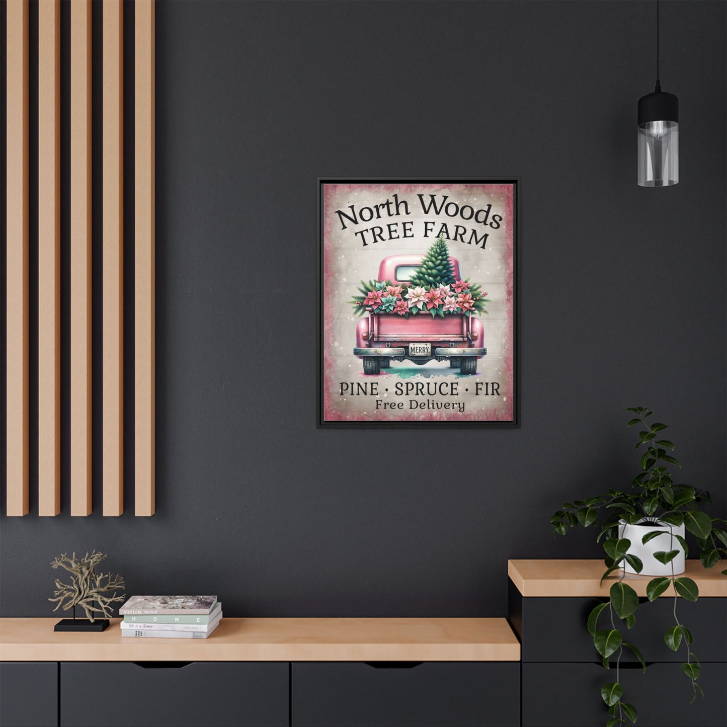 North Woods Tree Farm Matte Canvas, Framed (Multi-color)