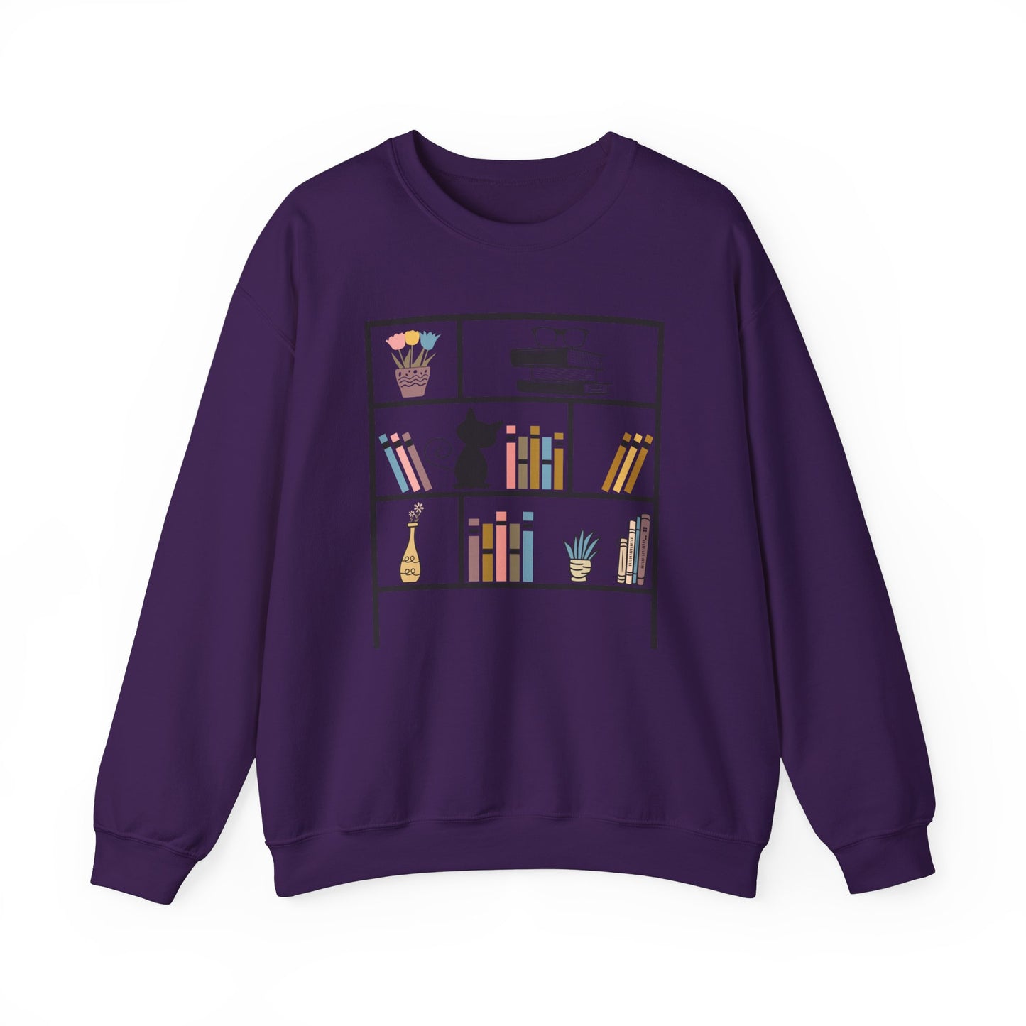 Unisex Heavy Blend™ Crewneck Sweatshirt - cute bookshelf with cat - sizes S - 3X