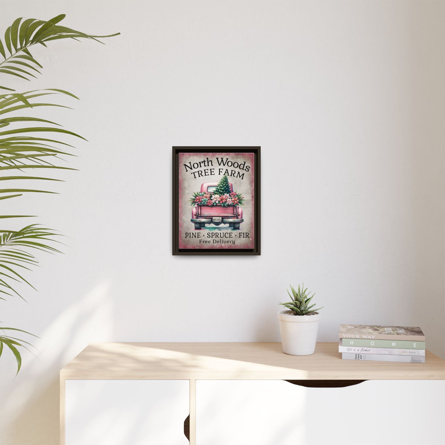 North Woods Tree Farm Matte Canvas, Framed (Multi-color)