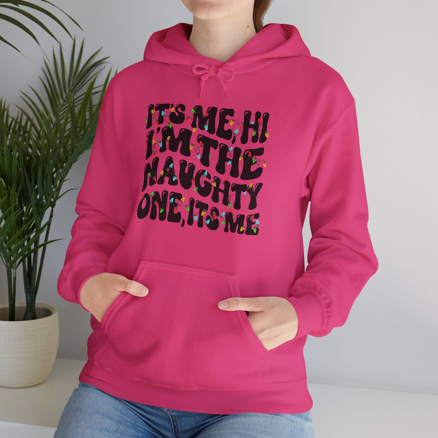 It's me, Hi, I'm the Naughty One Christmas Unisex Hoodie - Holiday Fun Cozy Sweatshirt - size X-5X