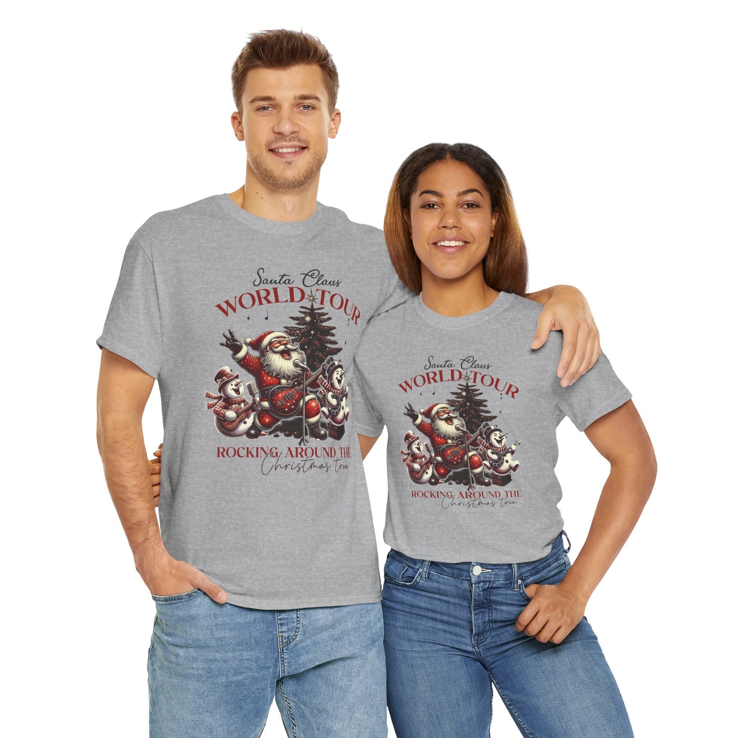 Santa Rocking around the Christmas Tree Unisex Heavy Cotton T-shirt - size S - 5X